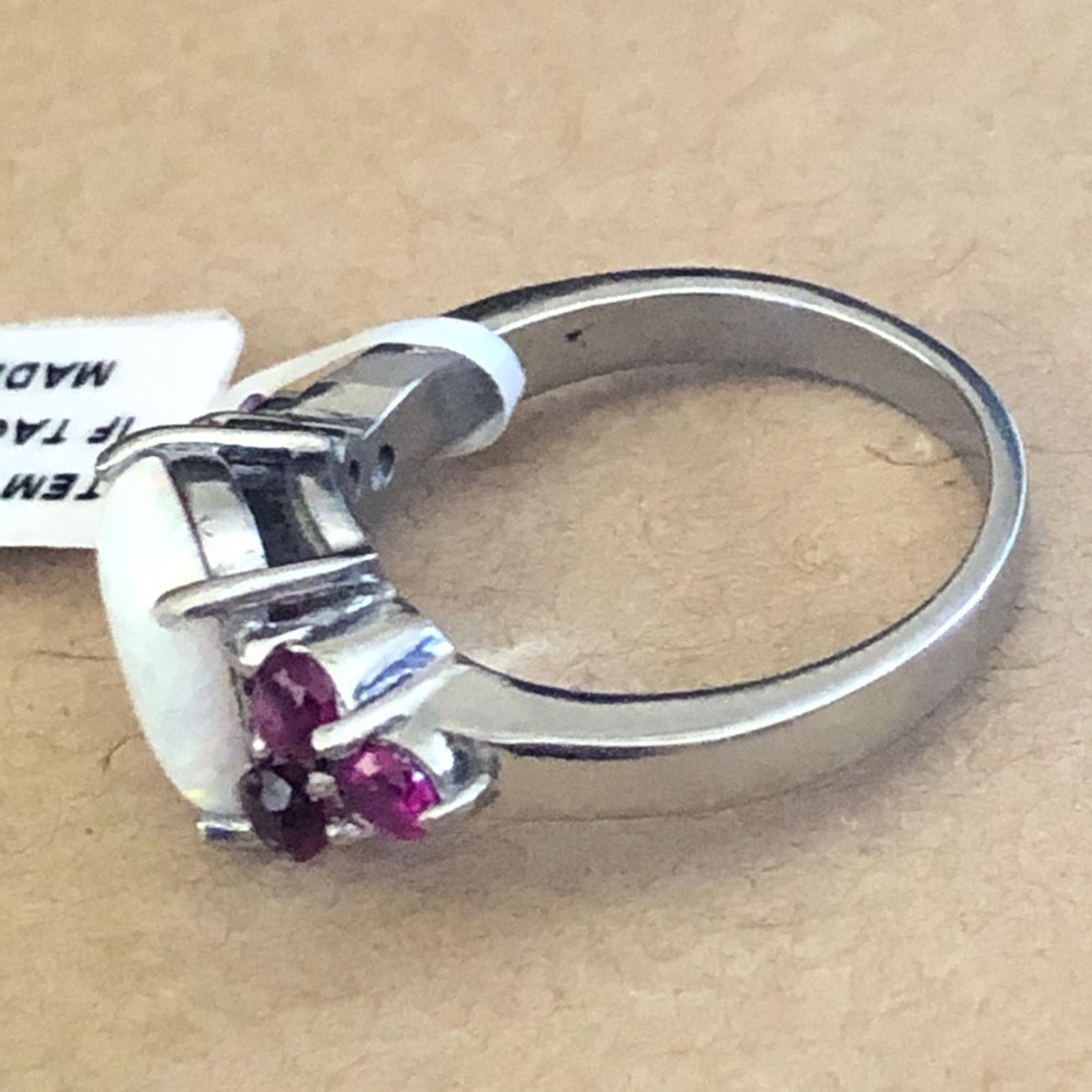 Jewelry Australian opal rhodolite garnet 316LSS ring 8 Size ONE SIZE - 3 Thumbnail