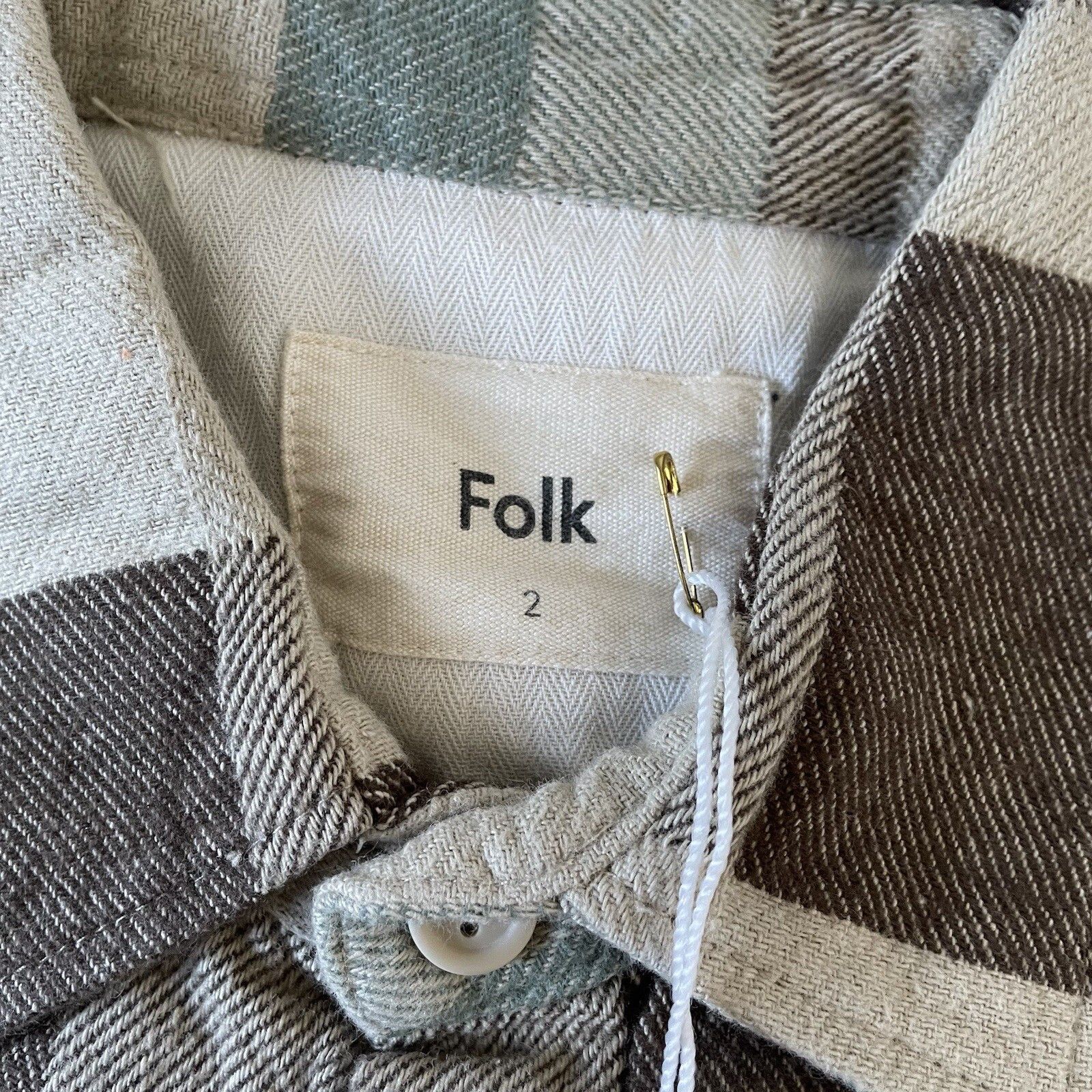 Folk Folk Men’s Grader Shirt Block Green Size 2 UK Small RRP £125 Size US S / EU 44-46 / 1 - 3 Thumbnail
