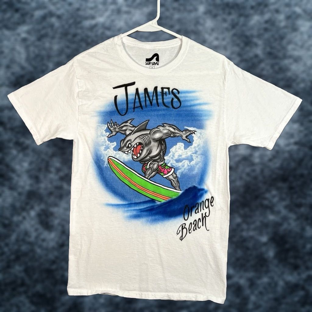Vintage VINTAGE Surf Style Beach T-Shirt Adult Small White Air Brush Shark Mens Size US S / EU 44-46 / 1 - 1 Thumbnail