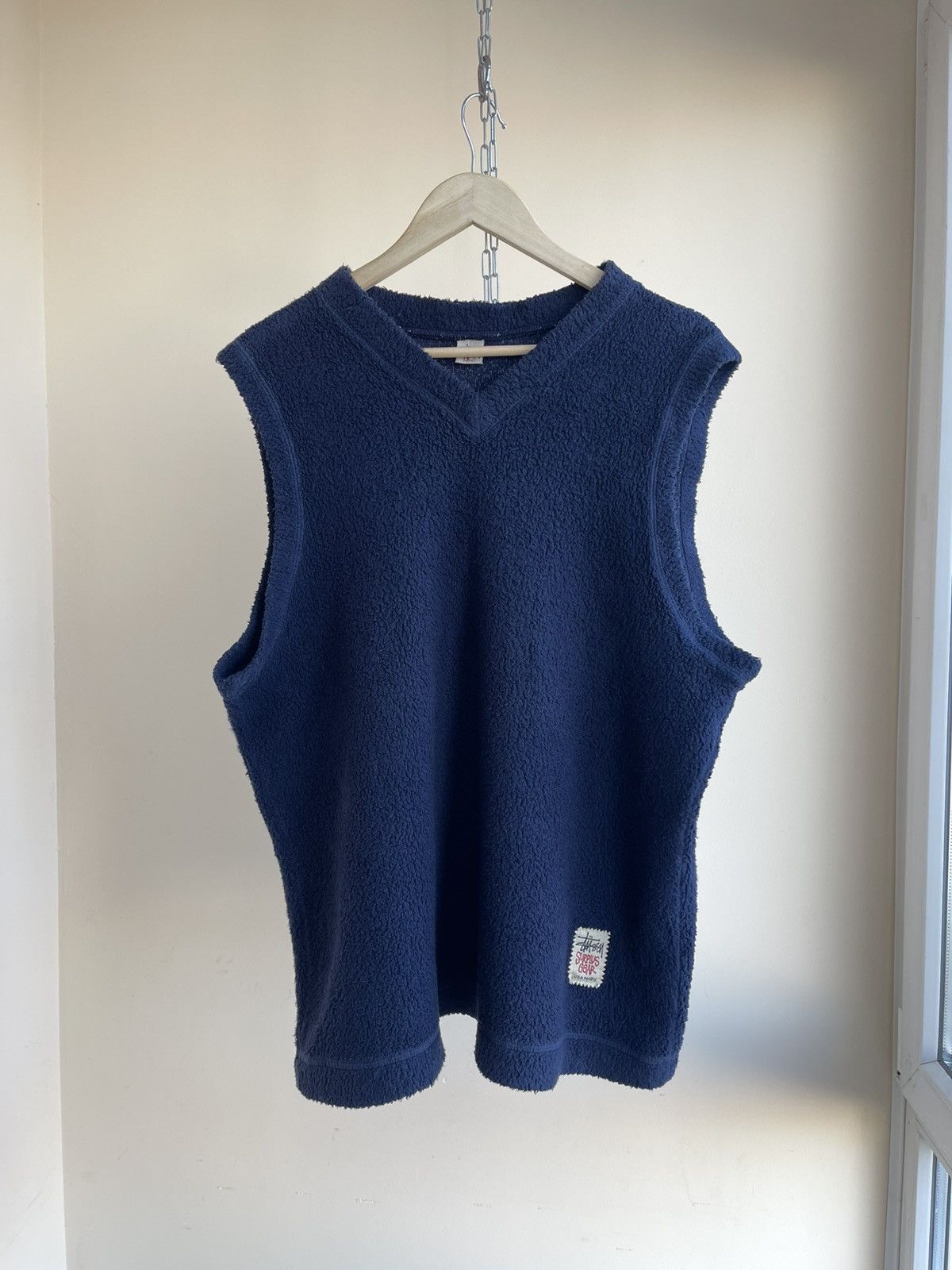 Stussy Surplus Gear VNeck Cotton Fleece Sherpa Vest Vintage 80s 90s Size US L / EU 52-54 / 3 - 1 Thumbnail