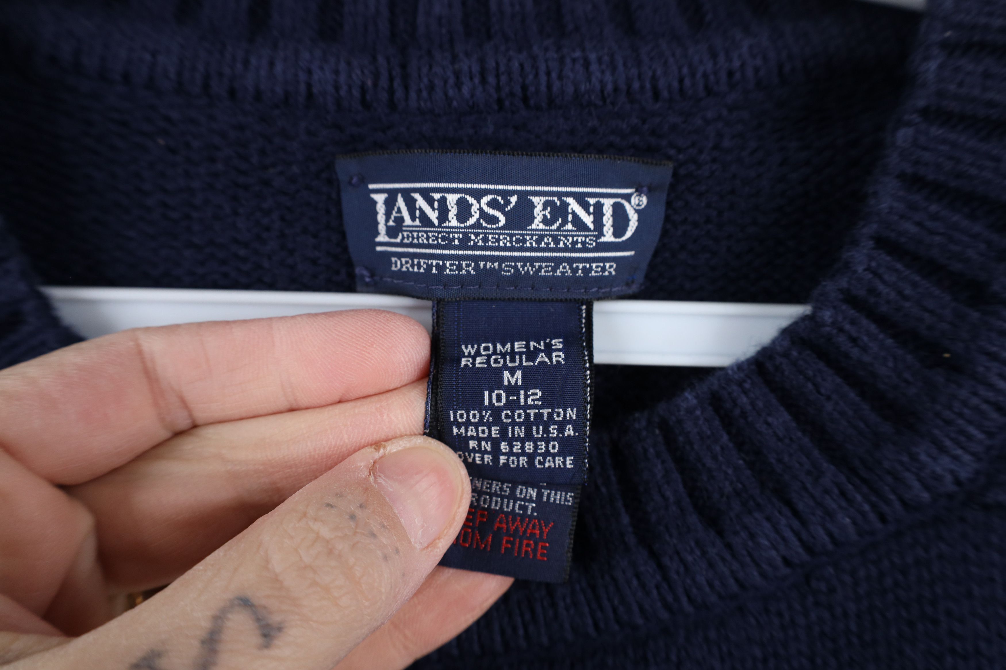 L.L. Bean × Vintage Vintage 90s LL Bean Cotton Knit Crewneck Sweater Blue USA Size M / US 6-8 / IT 42-44 - 4 Thumbnail