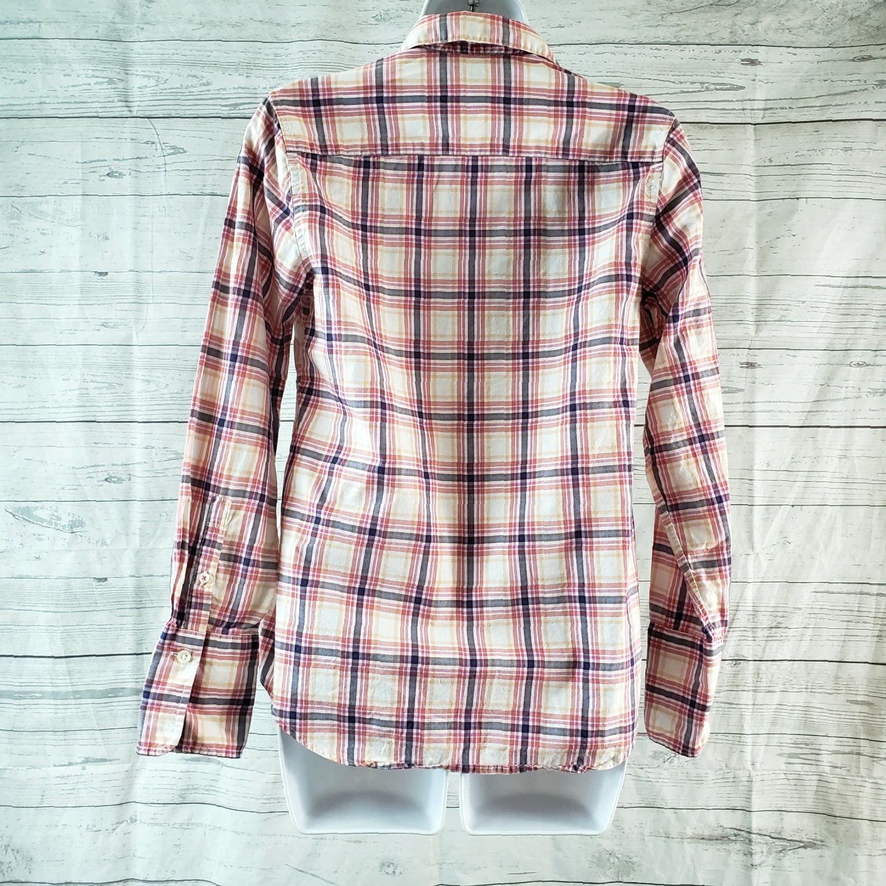 Lands' End Lands End Womens Button Front Shirt Sz 2 Pink Plaid Long Sleeve 100% Cotton Casual Shirt Womens Size XS / US 0-2 / IT 36-38 - 4 Thumbnail