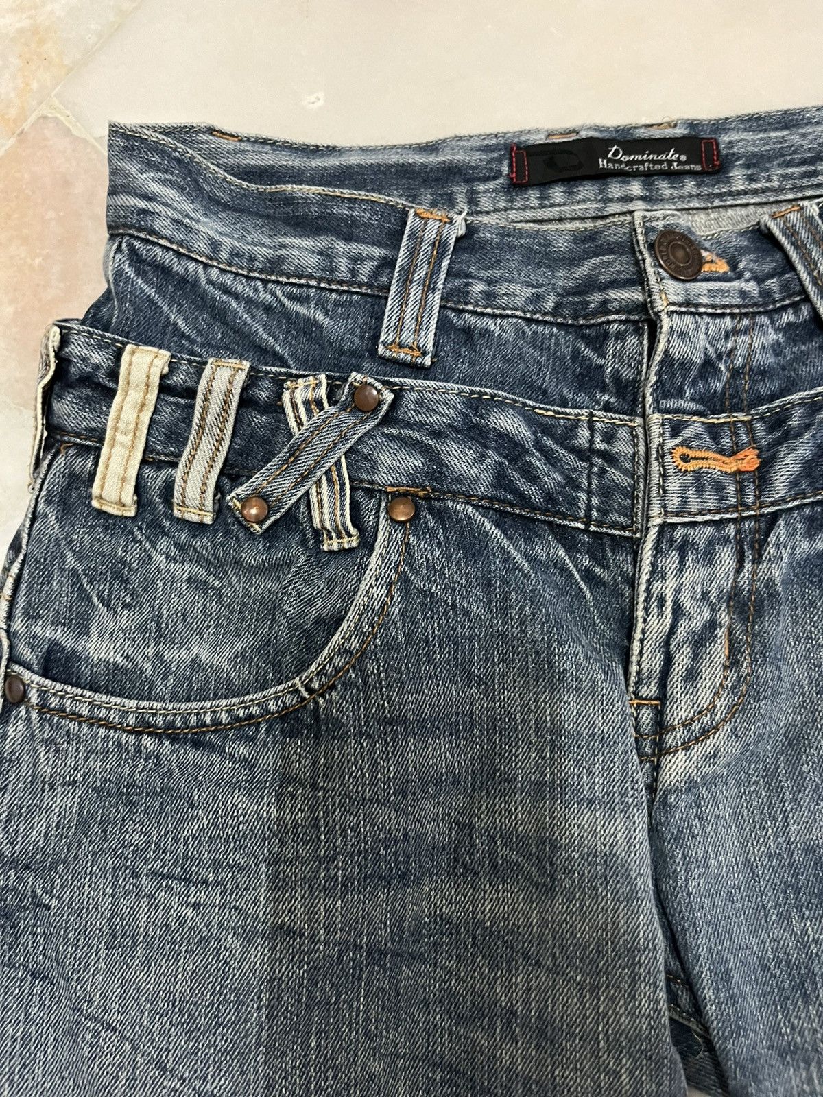 Japanese Brand DOUBLE WAIST DOMINATE HANDCRAFTED DISTRESED DENIM Size US 28 / EU 44 - 6 Thumbnail