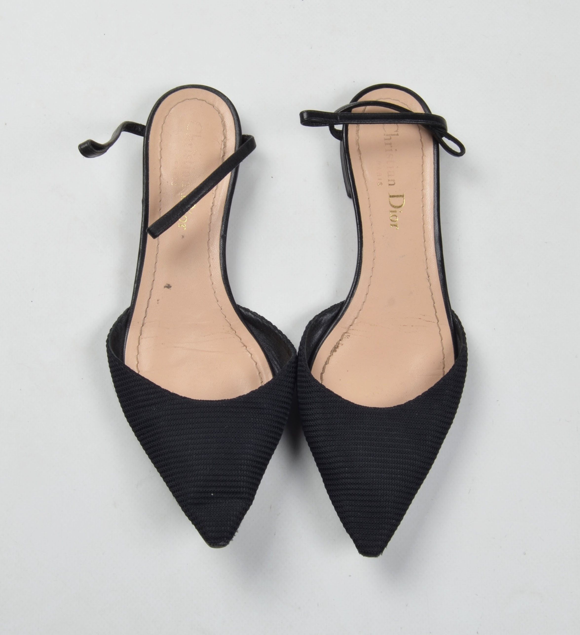 Dior Dior Black Canvas J'Adior Pointed Toe Flats Sandals Size US 6.5 / IT 36.5 - 2 Thumbnail