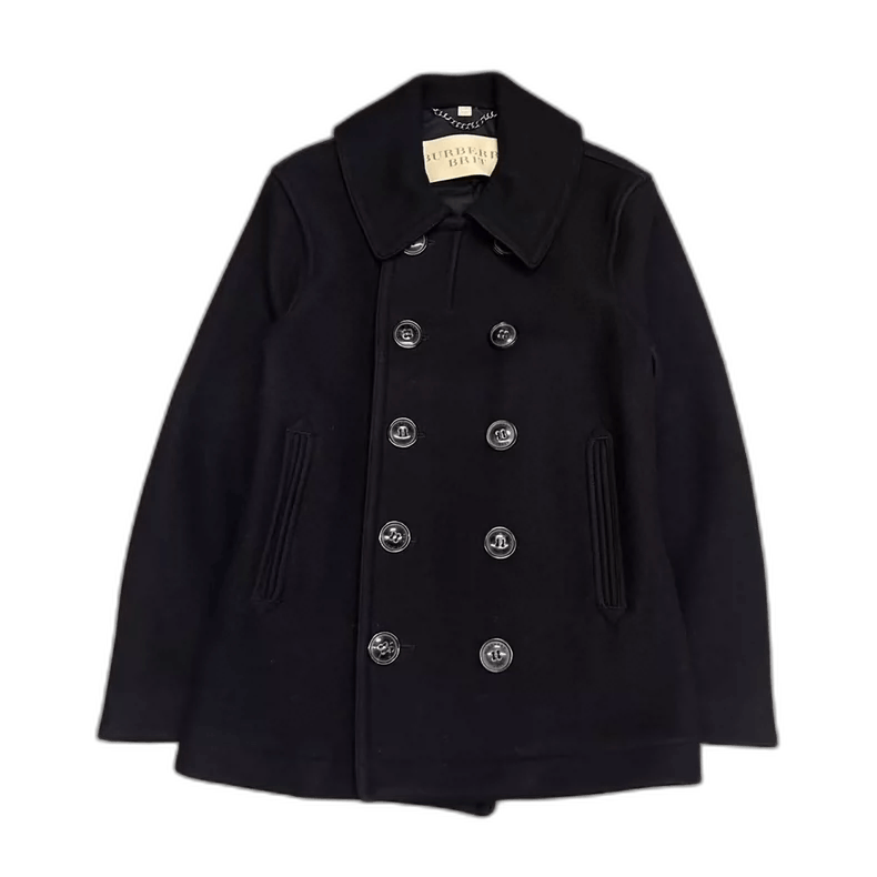 Burberry Burberry Black Wool Coat with Leather Collar-yf Size US S / EU 44-46 / 1 - 1 Thumbnail