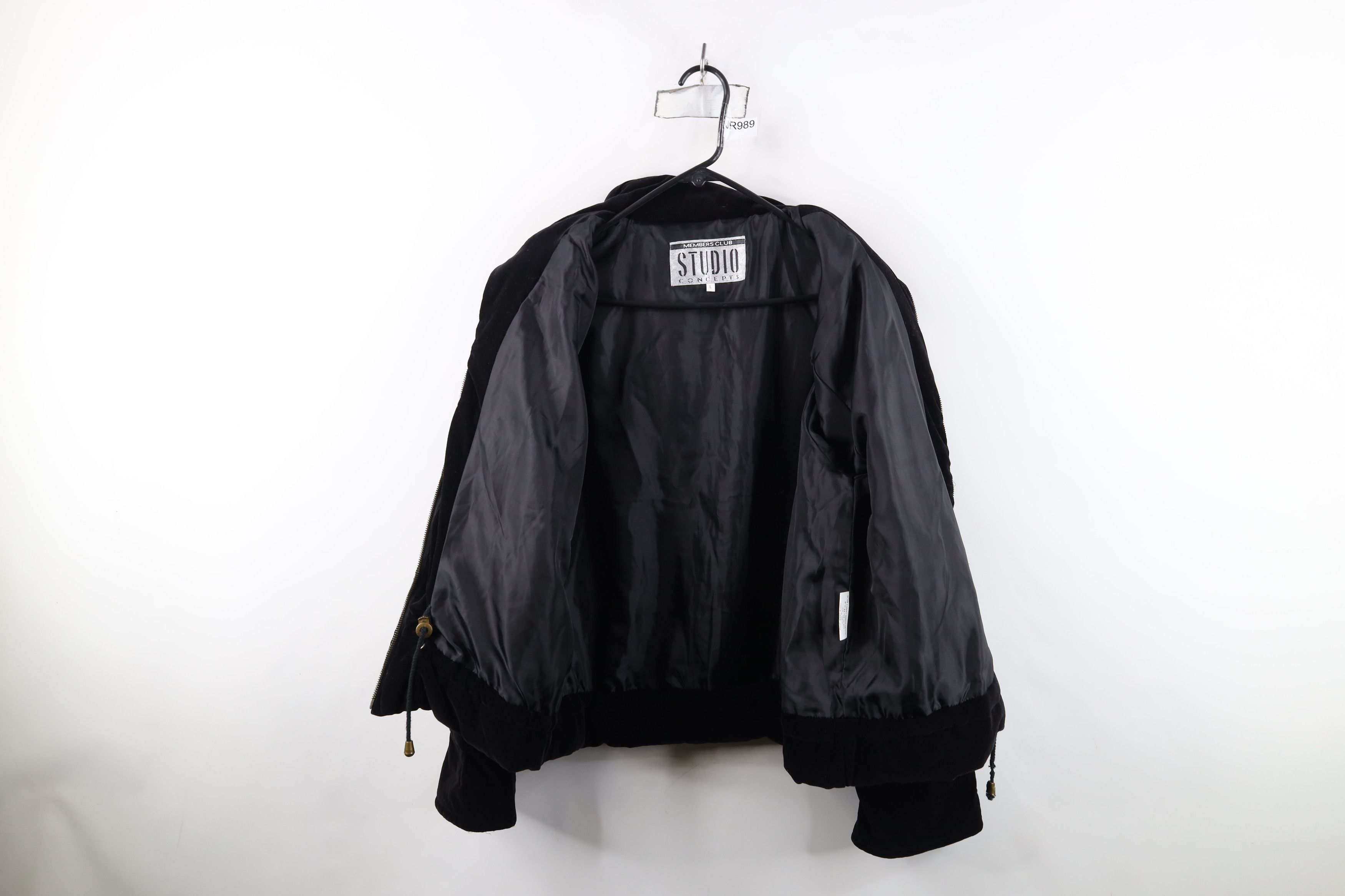 Vintage Vintage 90s Streetwear Velour Full Zip Puffer Jacket Black Size L / US 10 / IT 46 - 9 Thumbnail