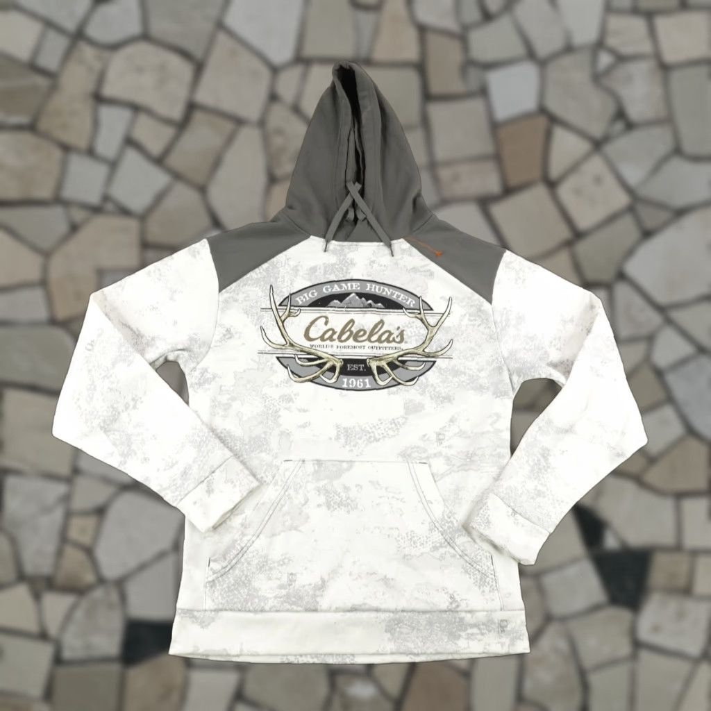 Vintage Cabela's Hoodie Mens Small White Gray Snow Camouflage O2 Octane Hunting Sweatshirt Size US S / EU 44-46 / 1 - 1 Thumbnail