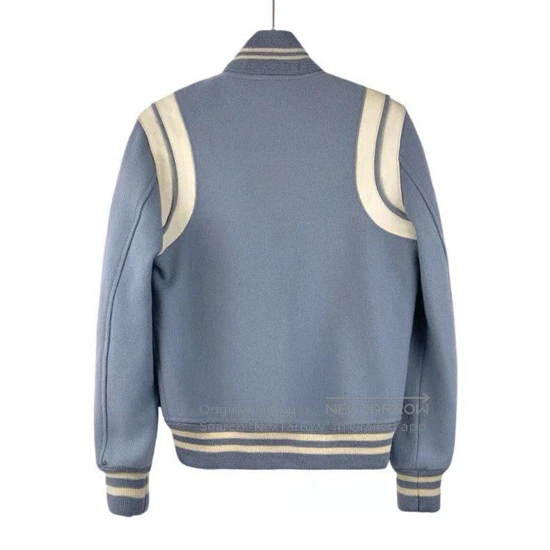 Saint Laurent Paris Saint Laurent Blue Striped Wool Bomber Jacket. Size US XS / EU 42 / 0 - 2 Thumbnail
