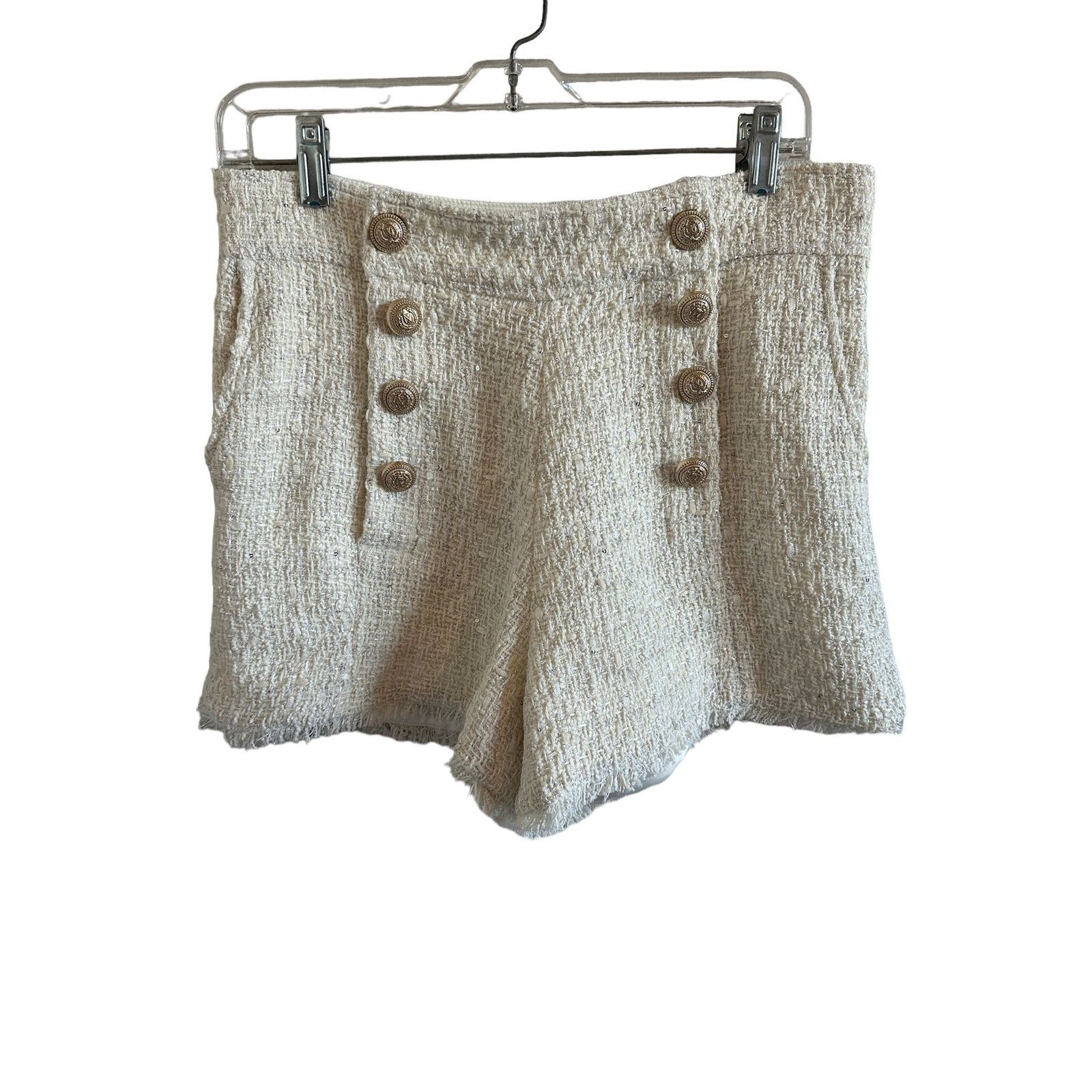 Generation Love Generation Love Women's Medium Ivory Lizzy Tweed Shorts Size 30" / US 8 / IT 44 - 7 Thumbnail