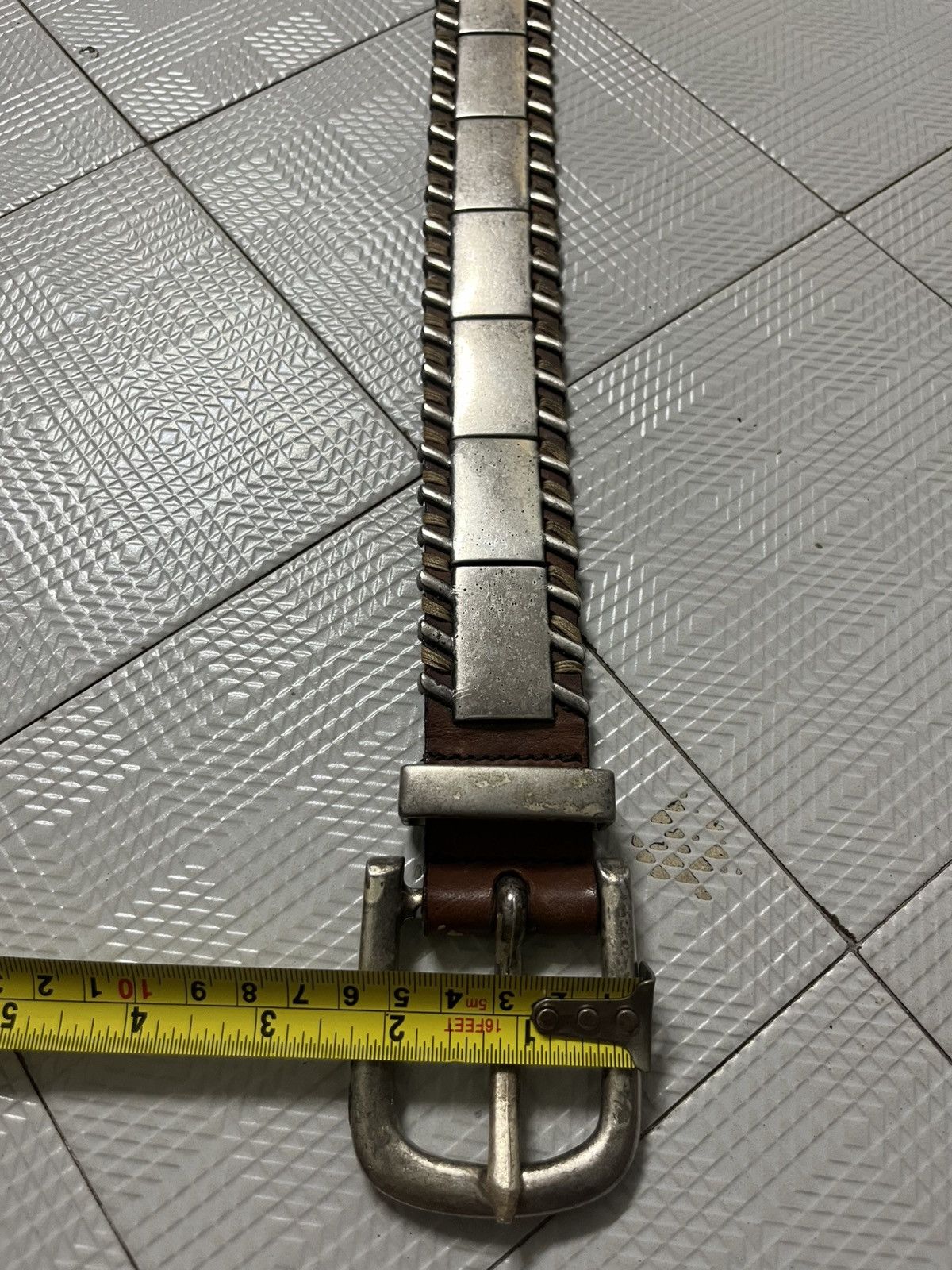 If Six Was Nine LEATHER BELT SILVER RIVETED by LIANERO Size 34 - 2 Thumbnail