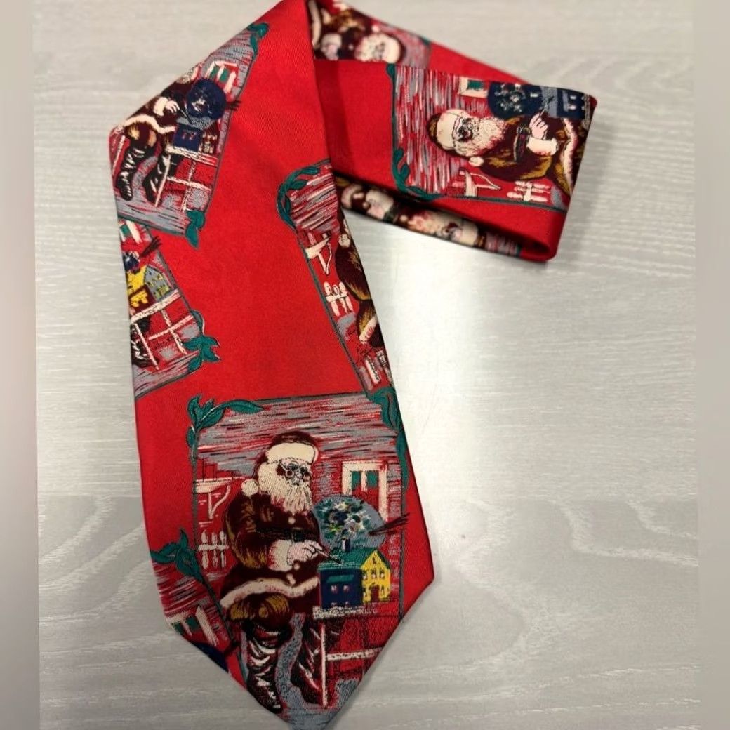 Vintage VINTAGE Gentry New Orleans Red silk Tie Christmas Santa Size ONE SIZE - 2 Thumbnail