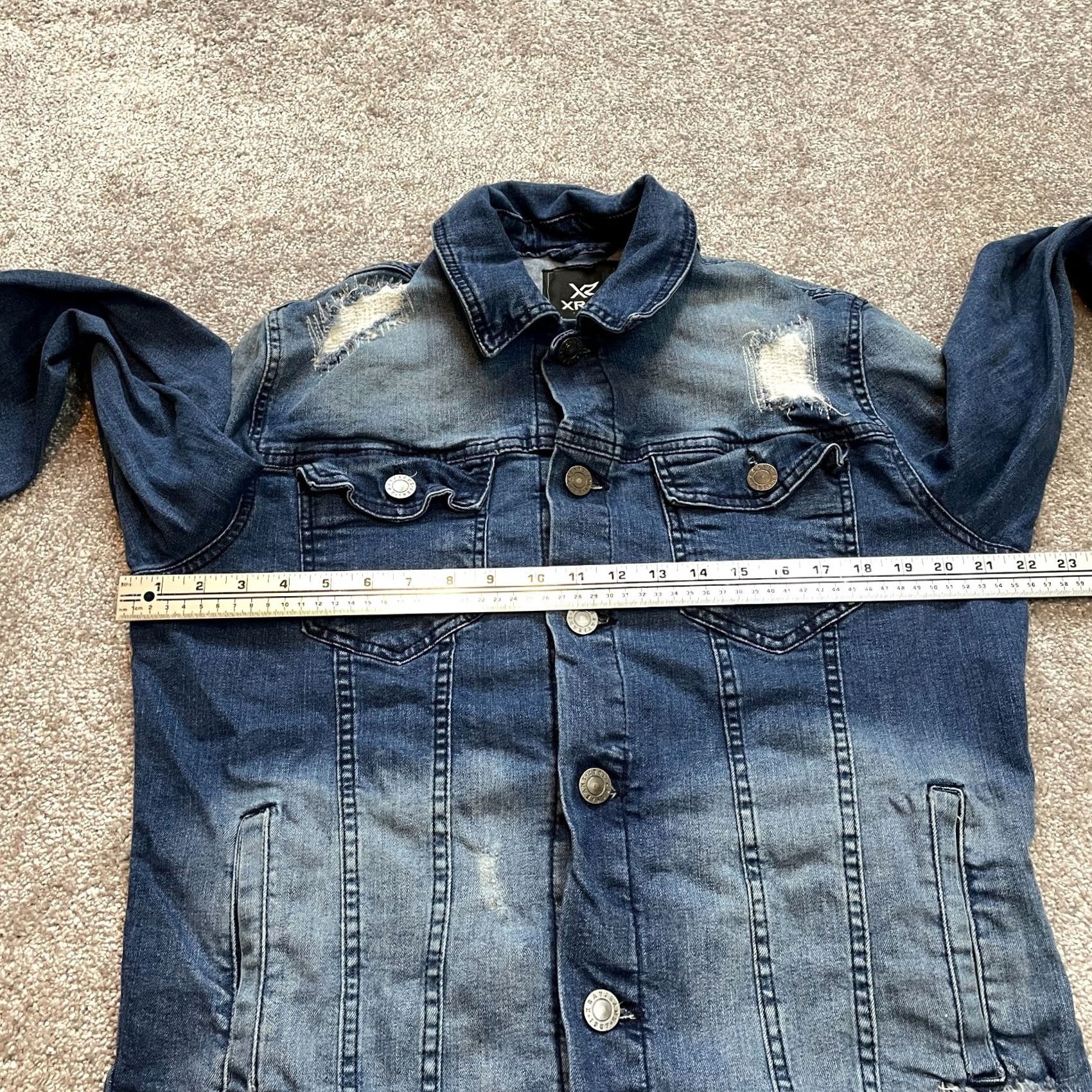 Vintage XRAY Jacket Mens M Blue Denim Distressed Patch Button Up Short Sleeve? (adjust to avoid extra words) Size US 31 - 7 Thumbnail