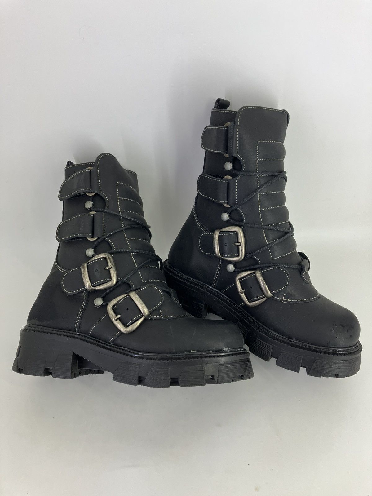 Vintage D’Estaka genuine leather chunky platform ankle boots boots Size US 7 / EU 40 - 2 Thumbnail
