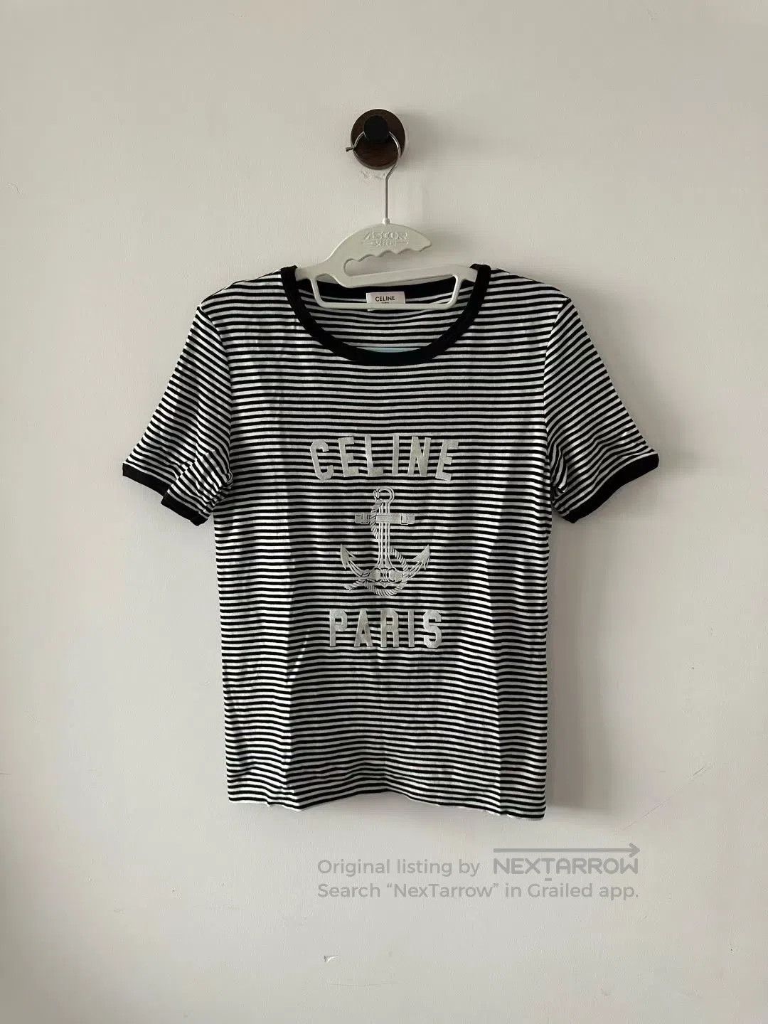 Celine CELINE Black and White Stripe Anchor Short Sleeve T-Shirt| Size S / US 4 / IT 40 - 1 Thumbnail