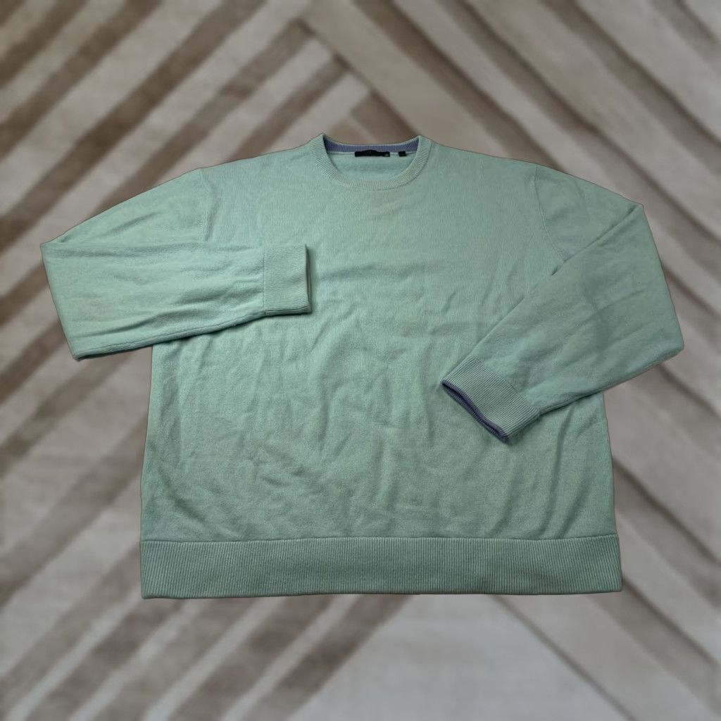 Vintage Greyson Clothiers Sweater Mens 2XL Crewneck Knit Cashmere Teal Pullover Golf Casual Logo Heavyweight Size US XXL / EU 58 / 5 - 1 Thumbnail