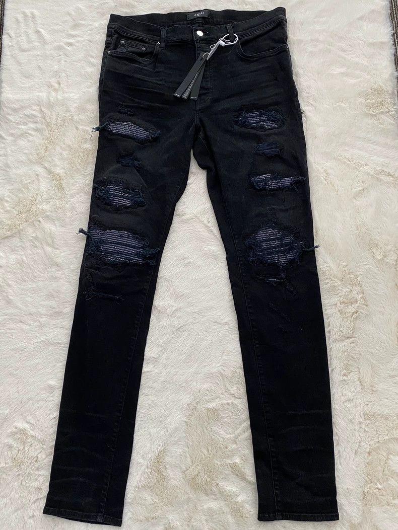 Amiri Amiri Black Purple Paisley Patch Jeans Size US 38 / EU 54 - 1 Thumbnail