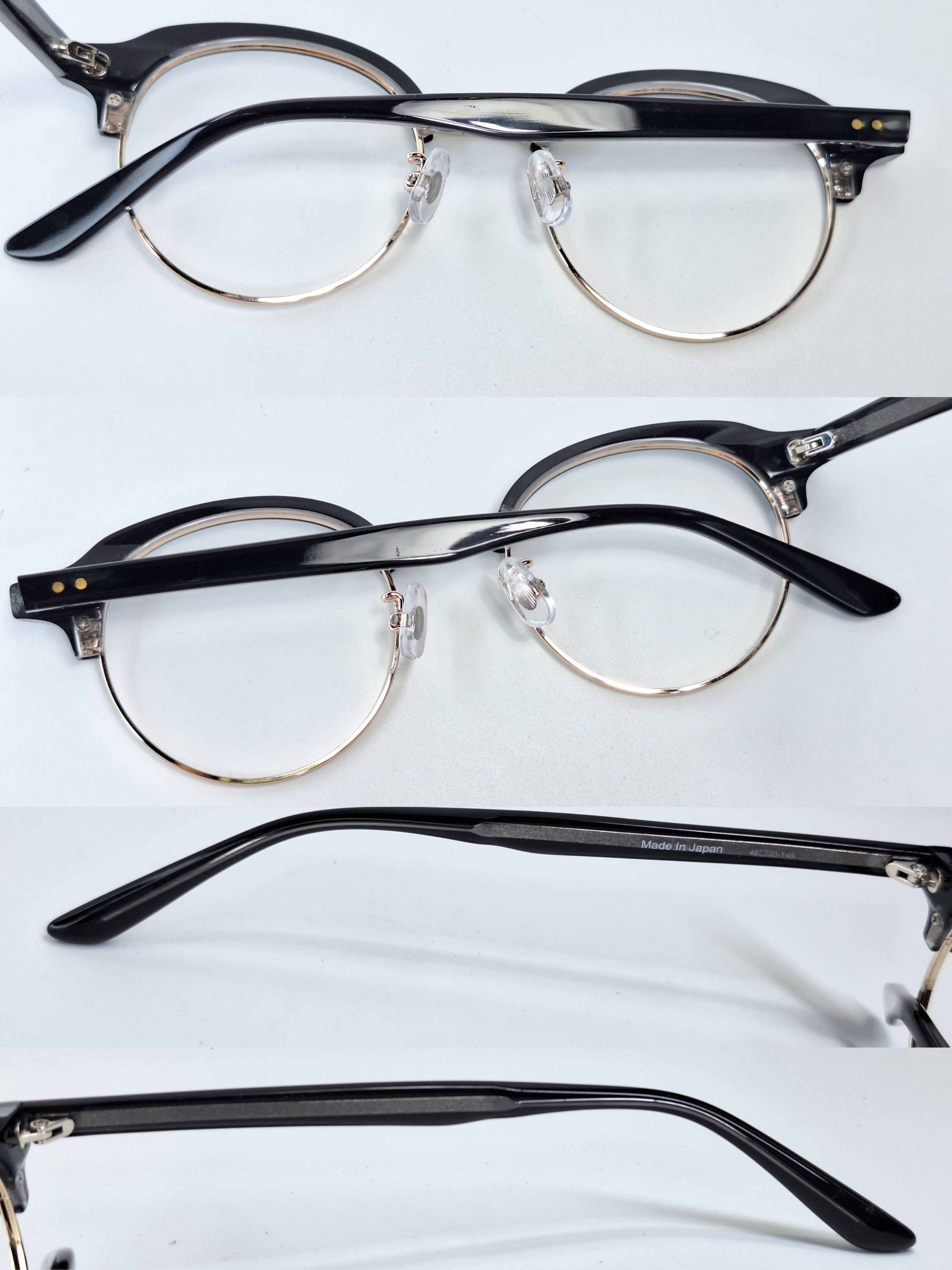 Other Japan Made Black Gold Browline Acetate Eyeglass Frame 48mm Size ONE SIZE - 2 Thumbnail