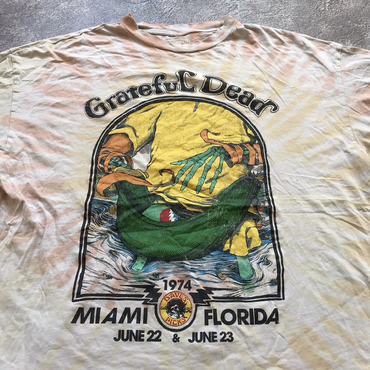 Vintage Vintage Grateful Dead Tie Dye Graphic Tee Miami Florida Y2K Size US XXL / EU 58 / 5 - 3 Thumbnail
