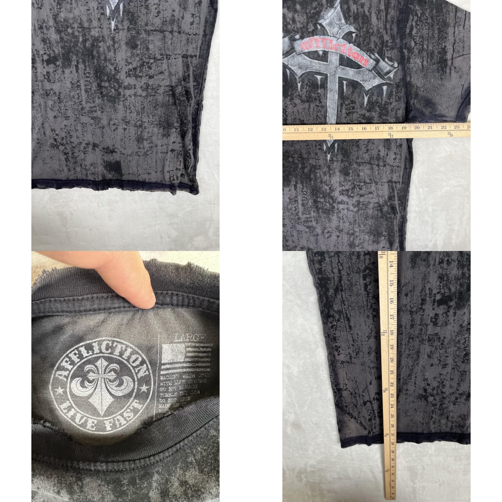 Affliction VINTAGE Affliction T-Shirt Mens Large Black Skull Wings Cross Live Fast Goth Y2K Size US L / EU 52-54 / 3 - 8 Thumbnail