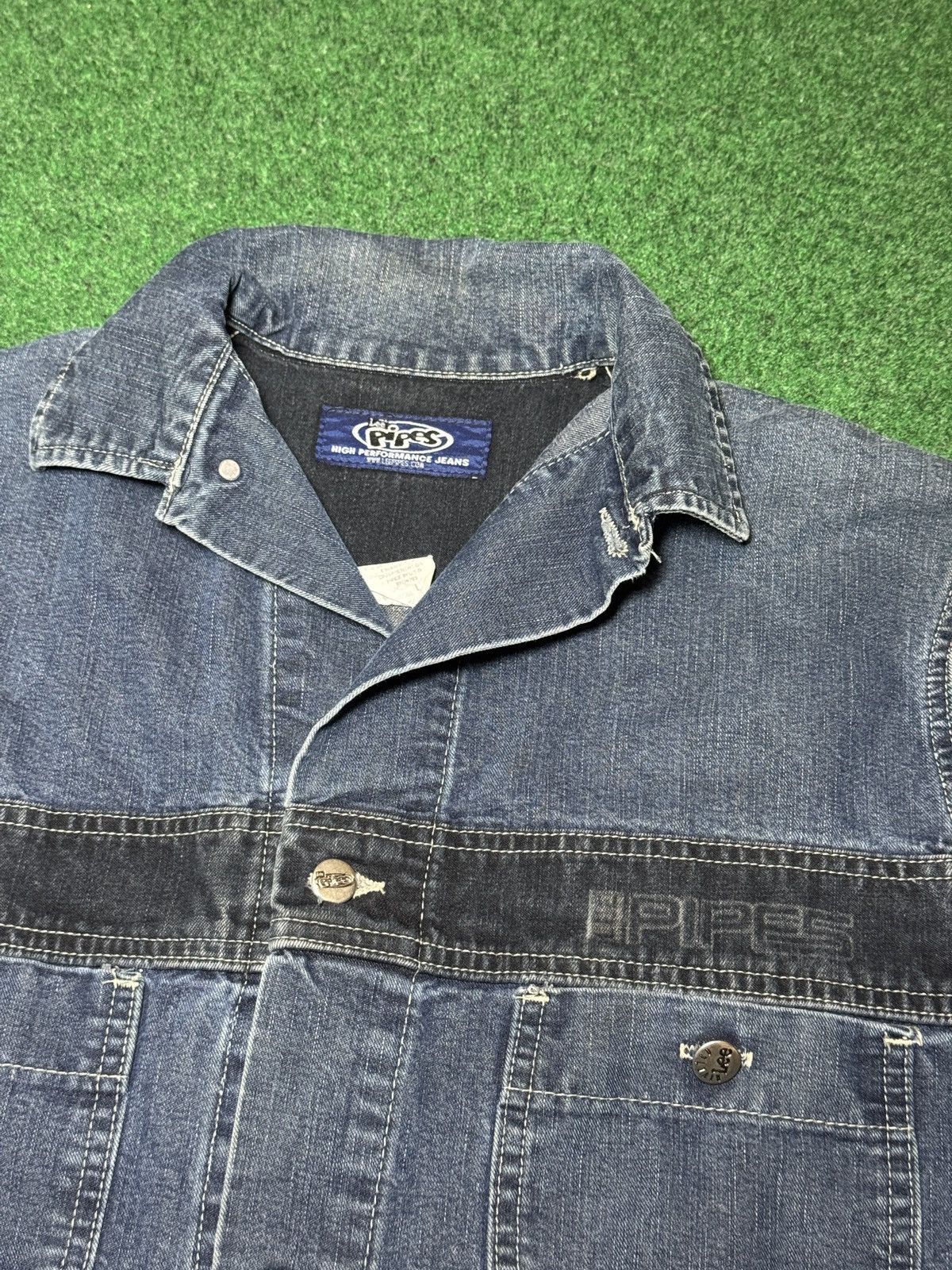 Lee Lee Pipe Vintage 90s Y2K Denim Jacket Large Hip Hop Size US L / EU 52-54 / 3 - 2 Thumbnail