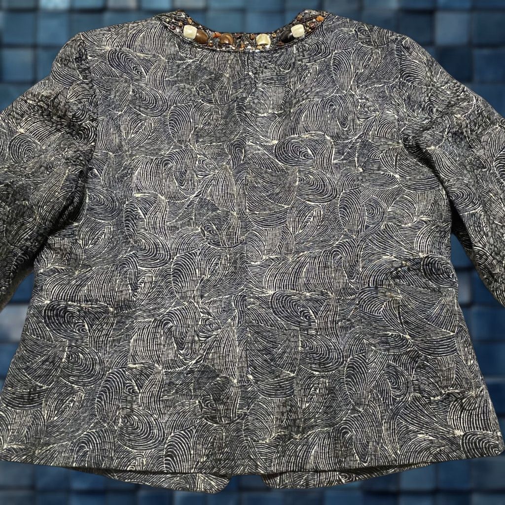 Vintage Chico's Blazer Shirt Womens Large Black Silk Blend Geometric Beaded Embellished Size L / US 10 / IT 46 - 1 Thumbnail