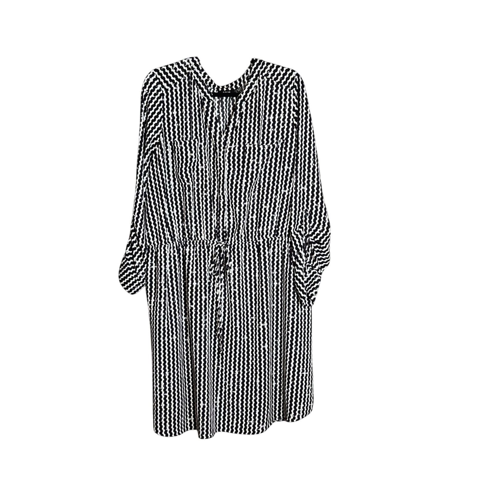 Apt. 9 Apt. 9 Size 22W Dress Black & White Geometric Print Midi Size 3XL / US 20-22 - 1 Thumbnail