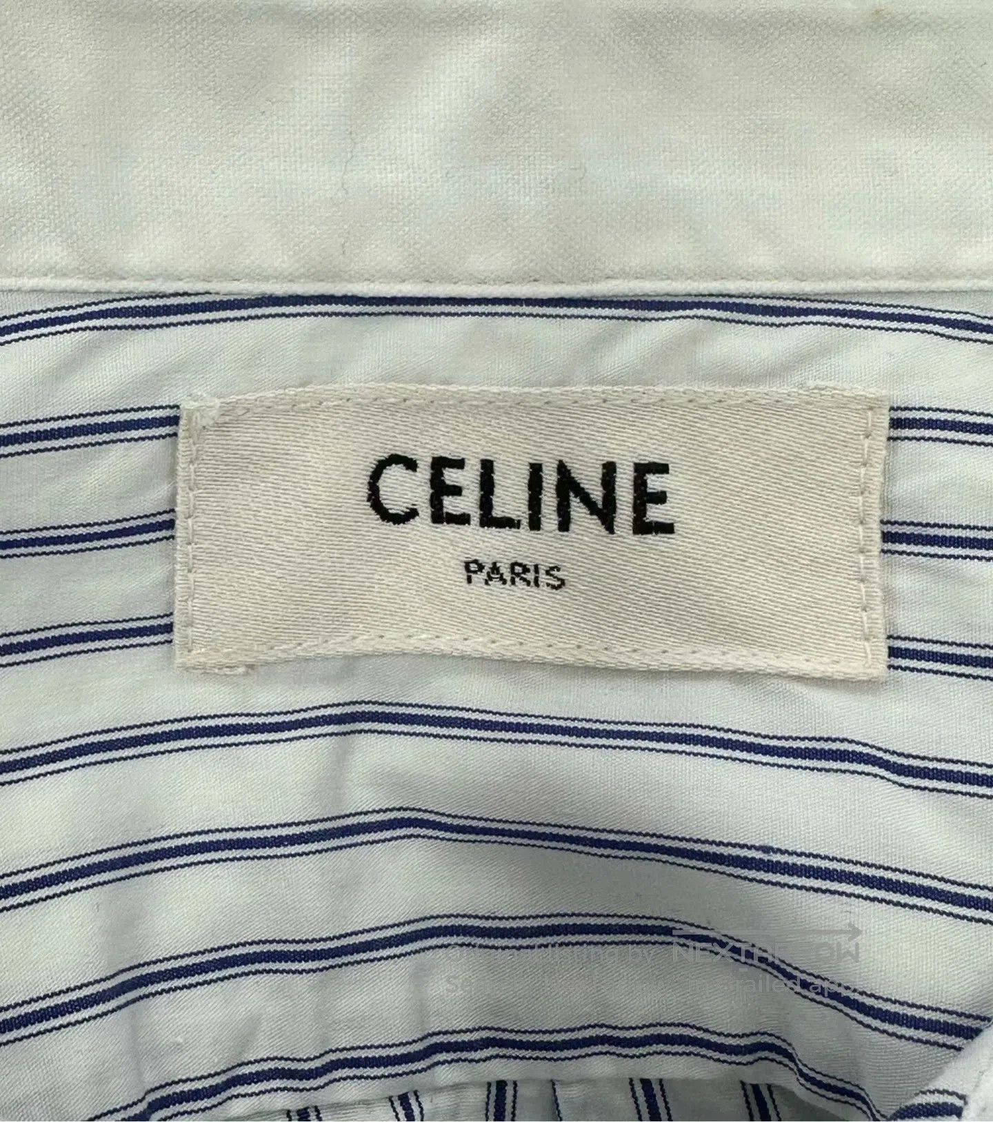 Celine CELINE White and Blue Striped Embroidered Logo Short Sleev Size XS / US 0-2 / IT 36-38 - 3 Thumbnail