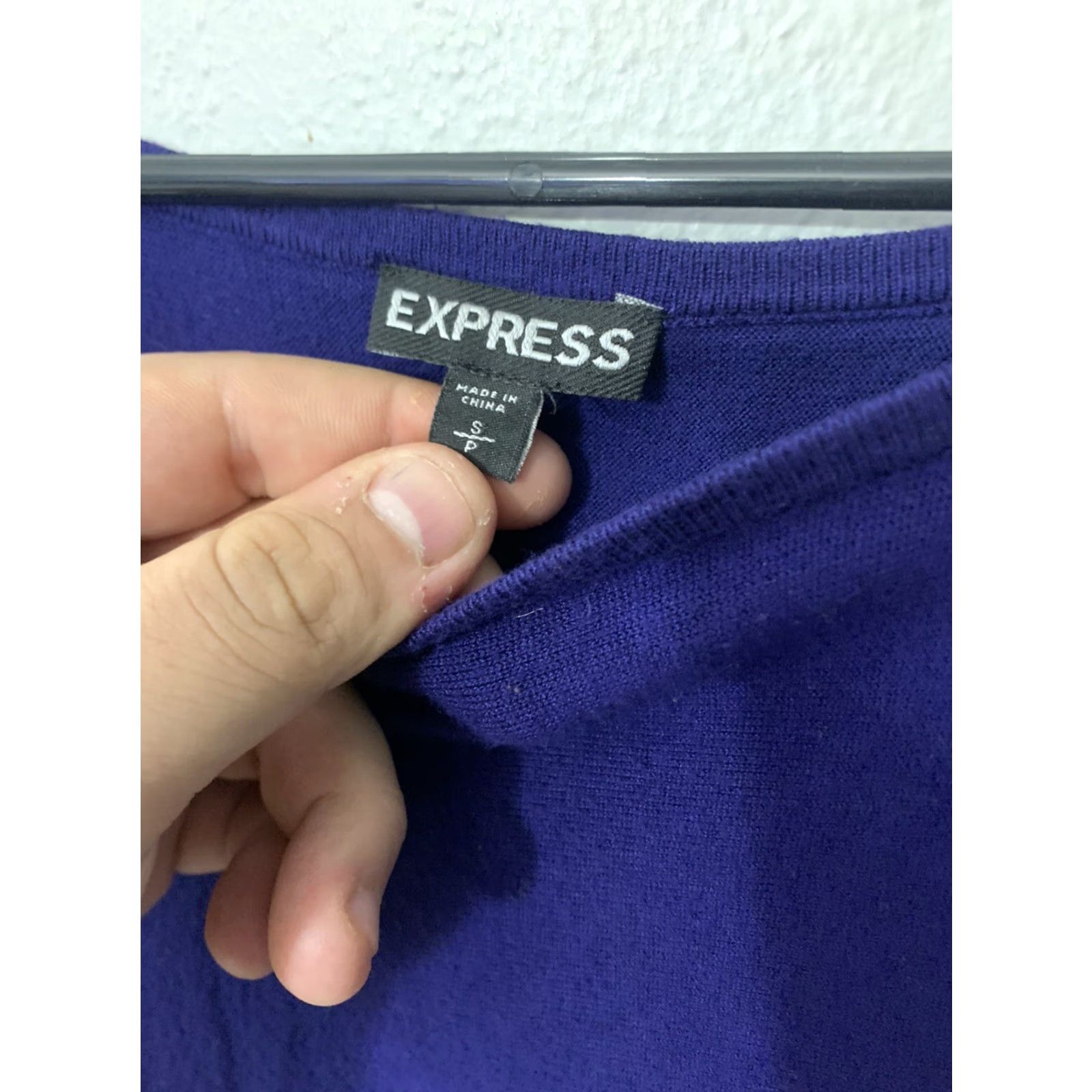 Express Express Blouse Women S Royal Blue Open Knit Crotchet 3/4 Sleeve Crew Neck Knit 100% Rayon Dolman Sleeve Solid Size S / US 4 / IT 40 - 2 Thumbnail