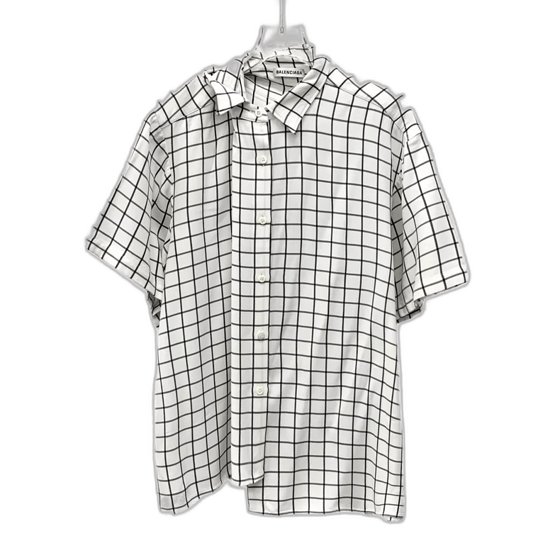 Balenciaga Balenciaga Color Block Check Short Sleeve Shirt-2505 Size US XXS / EU 40 - 1 Thumbnail