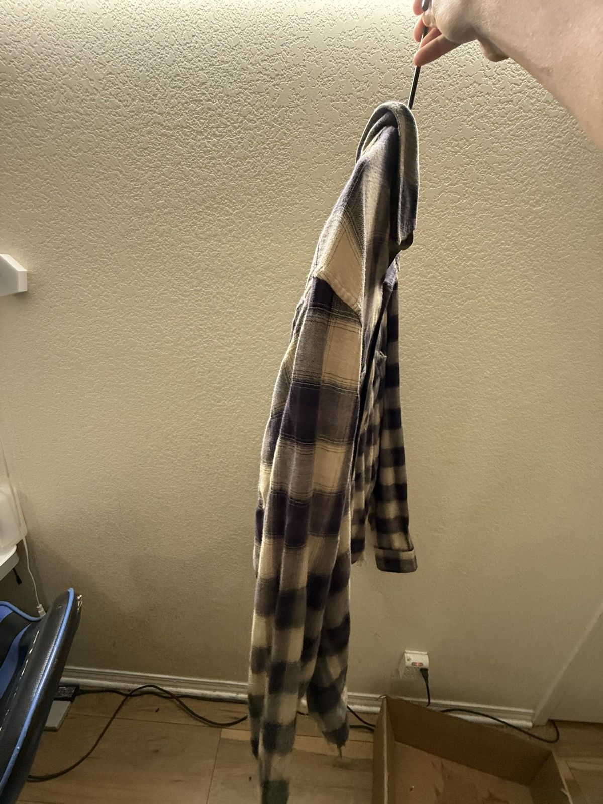 Amiri Amiri Flannel Light Blue Long Sleeve Button Down Frayed Hem Size US M / EU 48-50 / 2 - 5 Thumbnail