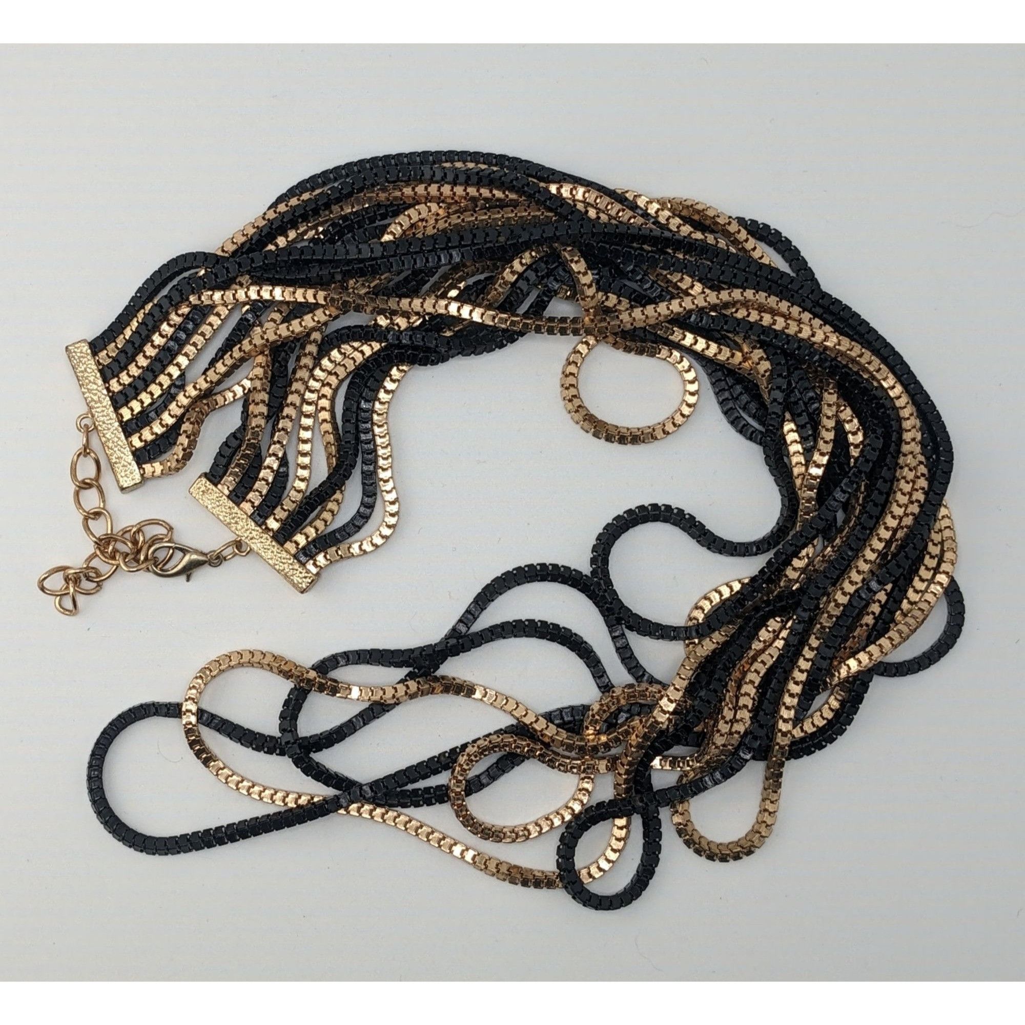 Other Elegant Glam Layered Black & Gold Multi-Strand Necklace With Size ONE SIZE - 6 Thumbnail