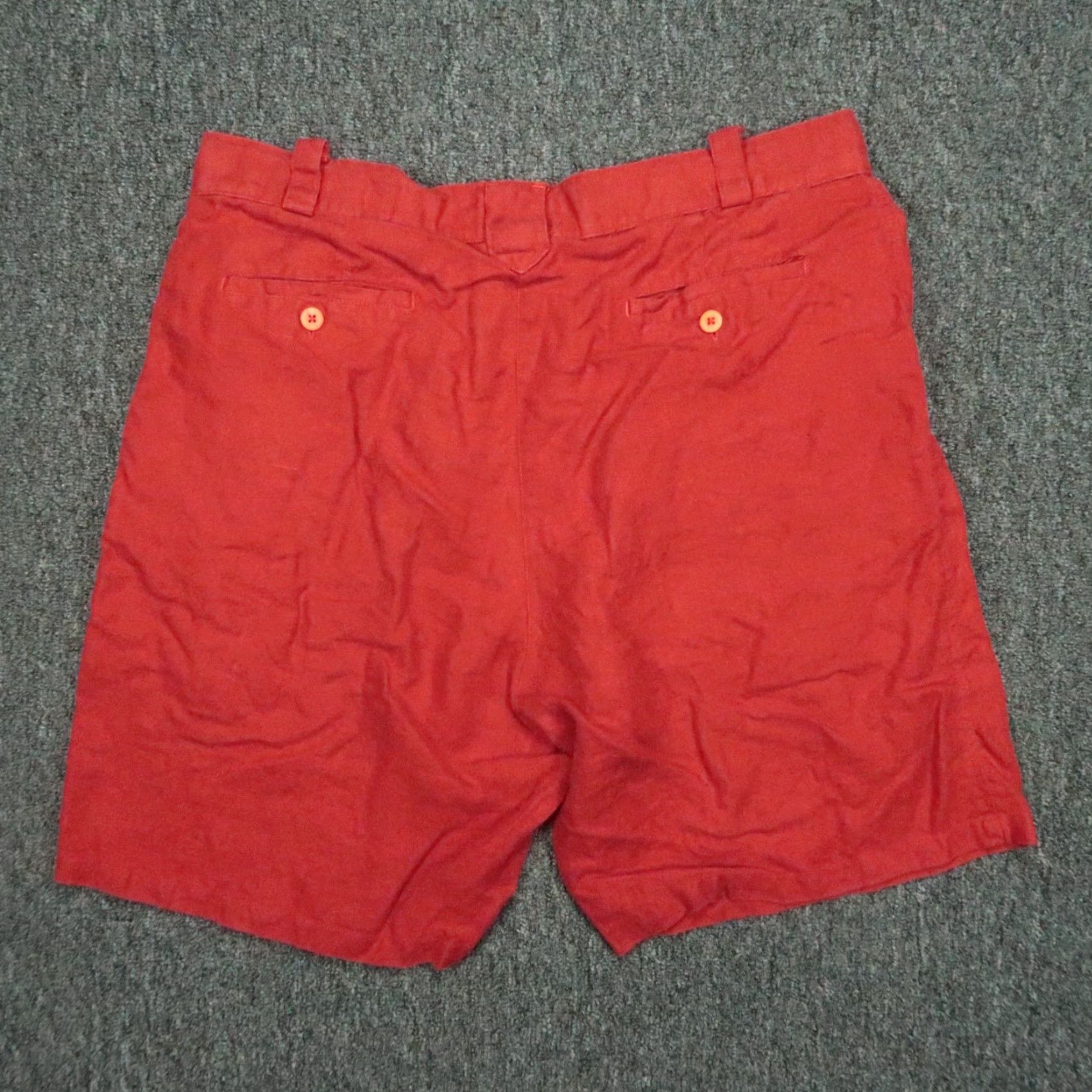 Jams World Jams World Shorts Mens 36 Paprika Red 100% Linen Chino Lightweight Button Flat Front Belt Loops Pockets Casual Travel Vintage: No Regu l ar Size US 36 / EU 52 - 5 Thumbnail