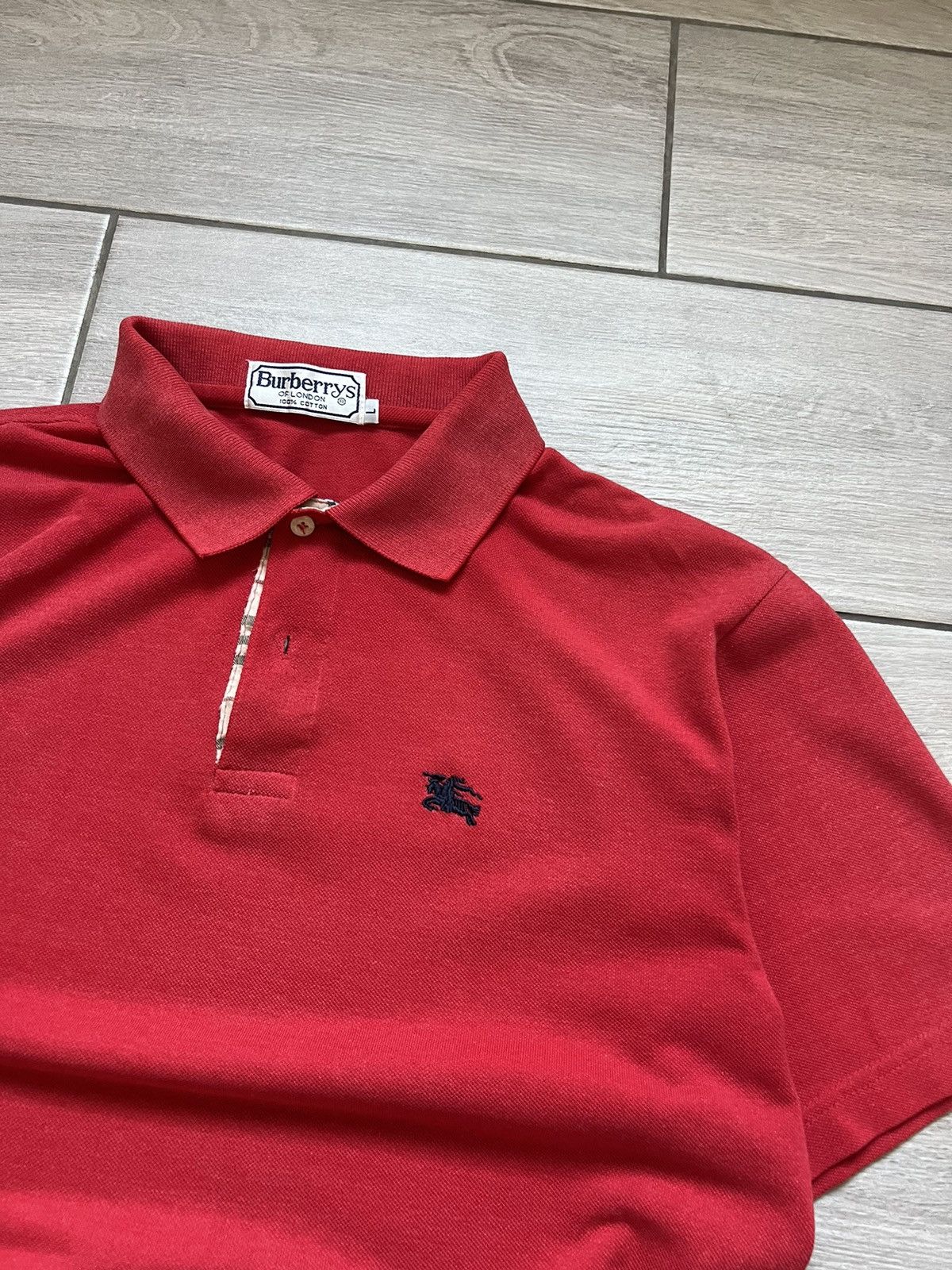 Burberry Burberry Vintage Polo T-shirt Mini Logo Red L Size Size US L / EU 52-54 / 3 - 2 Thumbnail