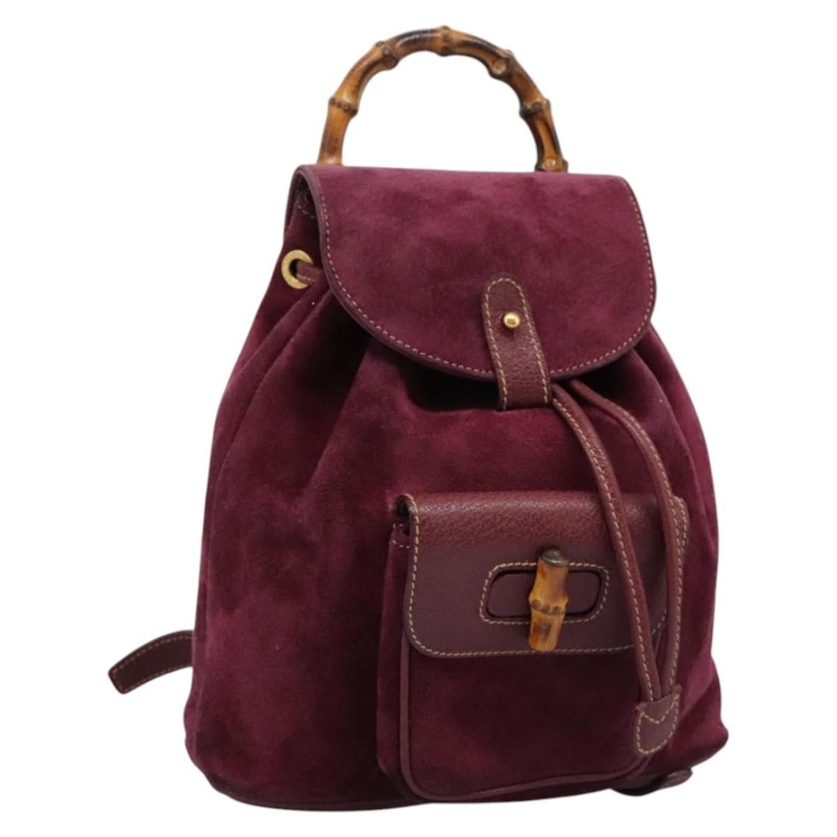 Gucci Gucci Vintage Bamboo Backpack Suede Size ONE SIZE - 1 Thumbnail