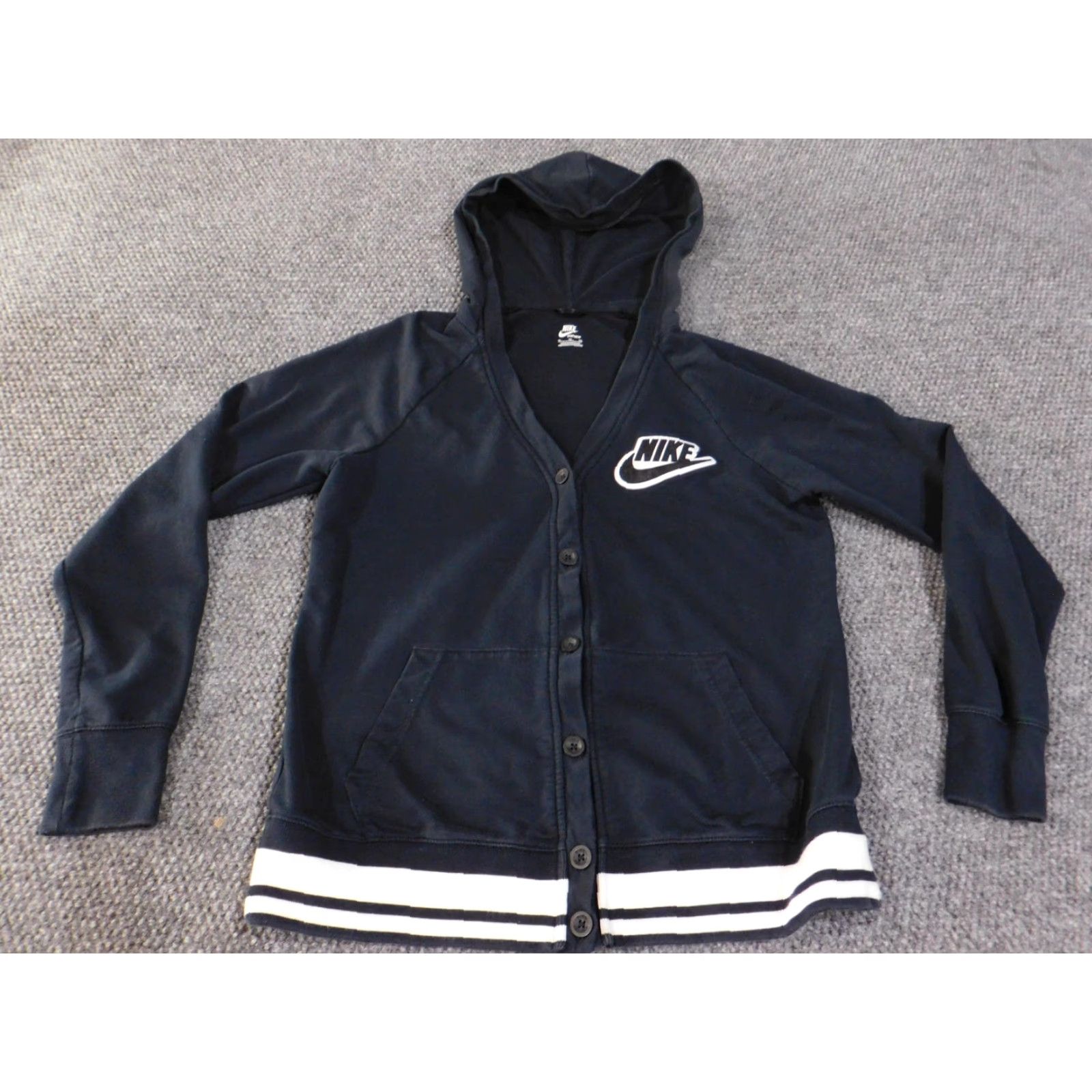 Nike Nike Hoodie Sweater Womens XL Navy Blue Button Cardigan Sportswear Cotton Retro Size XL / US 12-14 / IT 48-50 - 3 Thumbnail