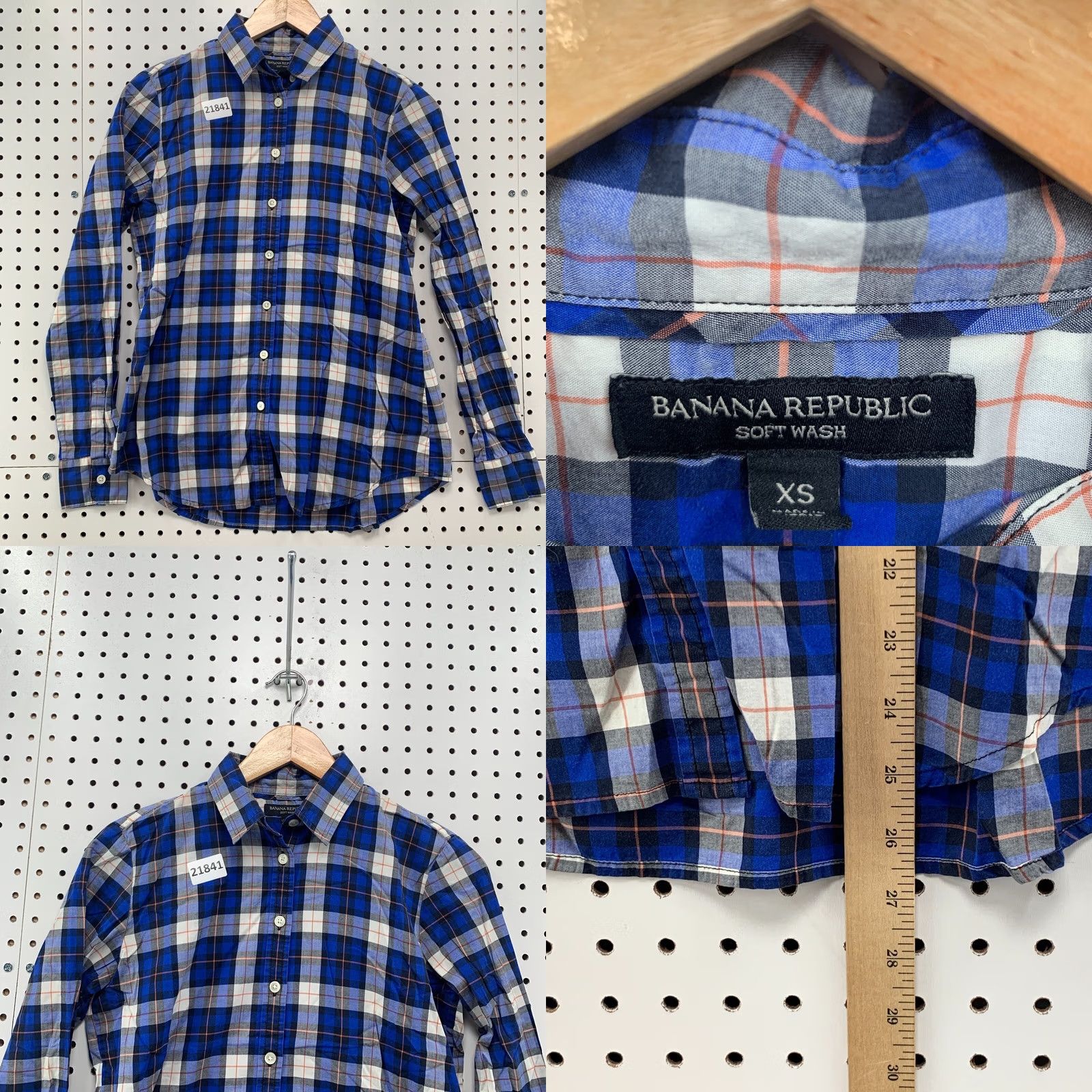 Banana Republic Banana Republic Plaid Button-Up Shirt Womens XS Long Sleeve Blue Black Size XS / US 0-2 / IT 36-38 - 8 Thumbnail