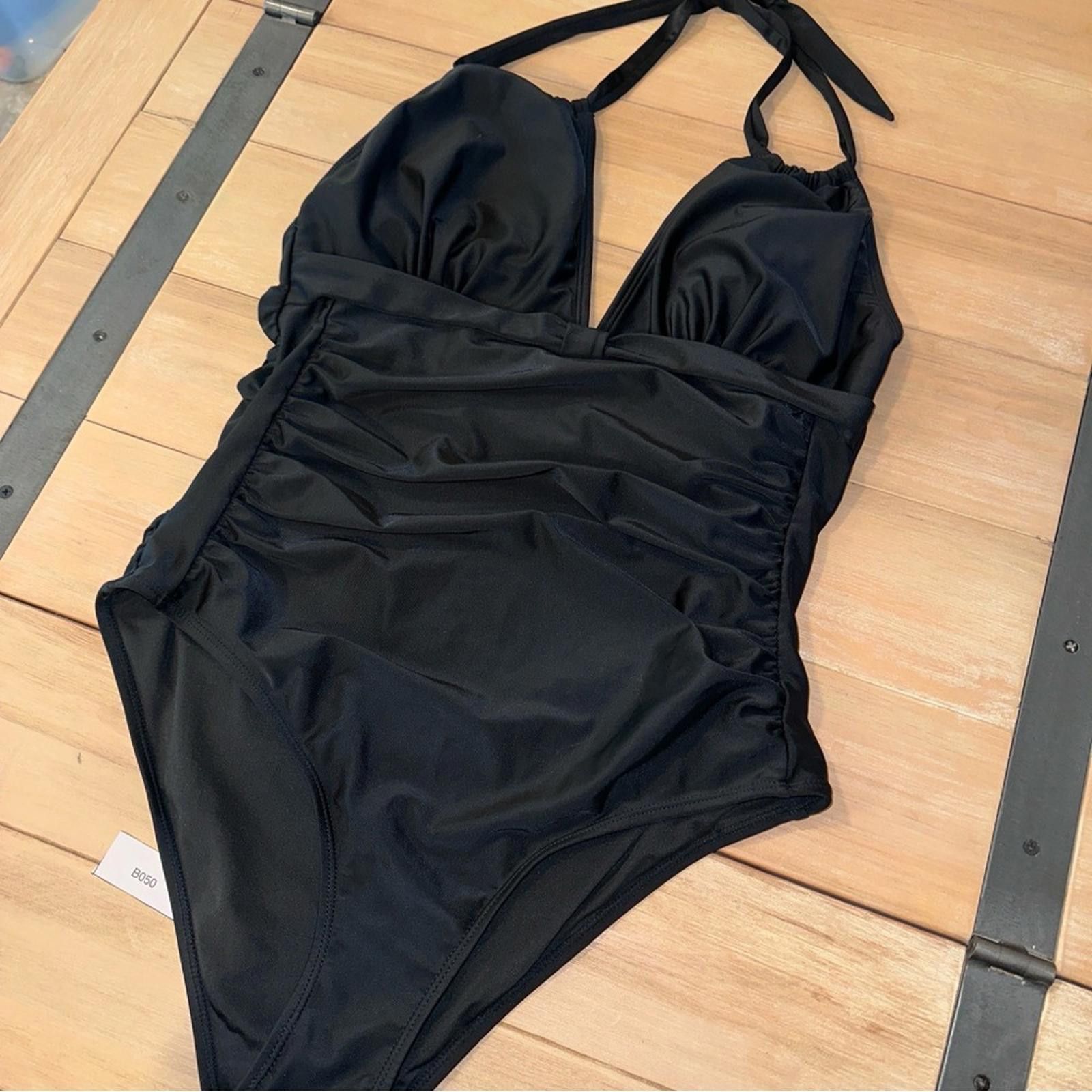 Other XL EUC Black Halter One Piece Swimsuit Control Slimming Size ONE SIZE - 4 Thumbnail