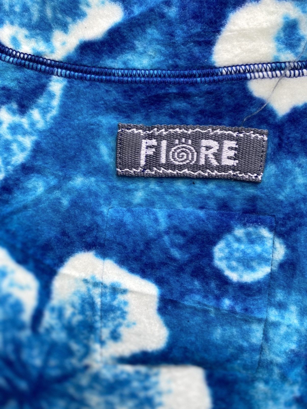 Vintage JOJO FIORE Blue Hibiscus Pattern Fleece Quarter-Snap Pullove Size US S / EU 44-46 / 1 - 13 Thumbnail