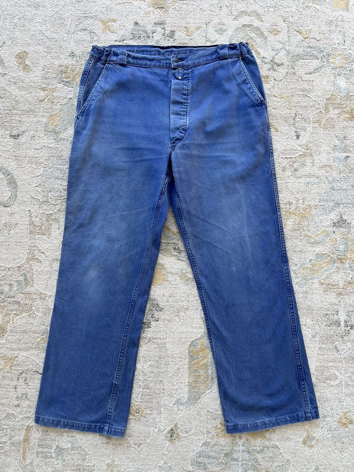 image of Vintage French Workwear Pants 60S Faded in Blue, Men's (Size 36)