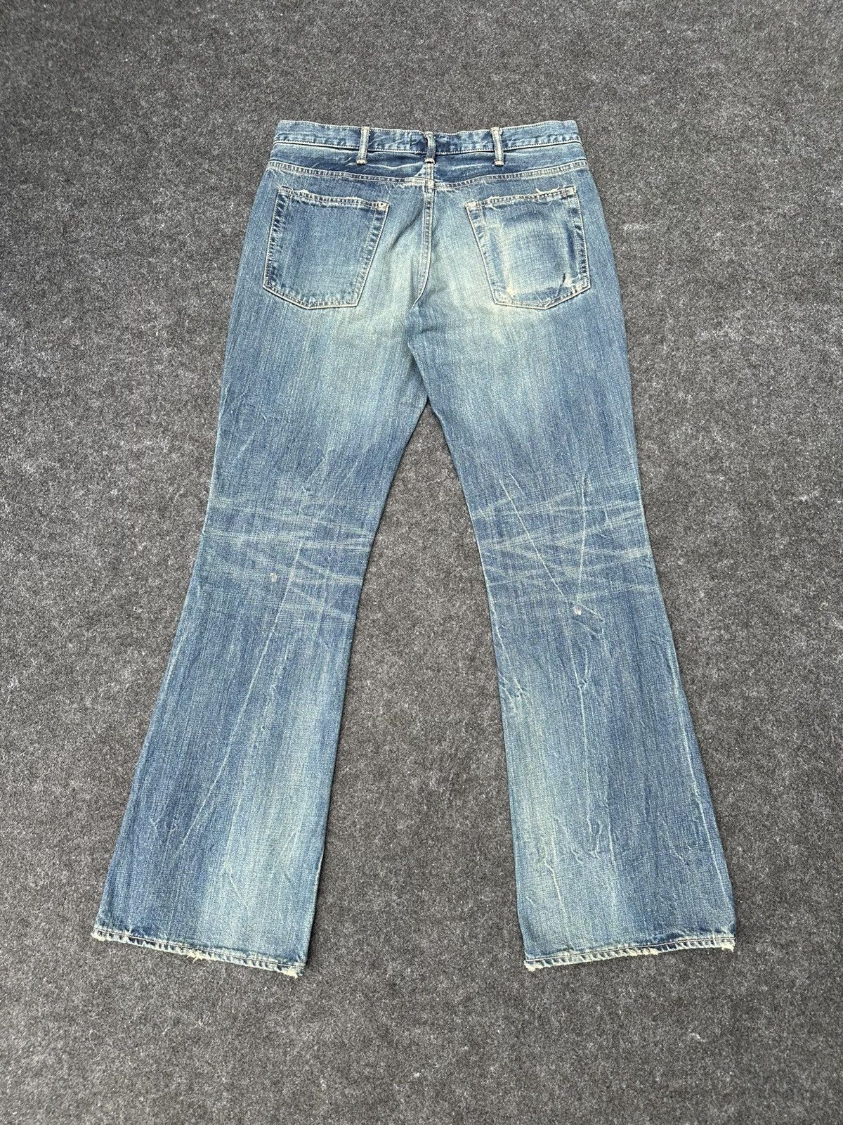 Warehouse 🔥 Vintage Spell Bound Japan Flare Distressed Denim D26 Size US 34 / EU 50 - 4 Thumbnail