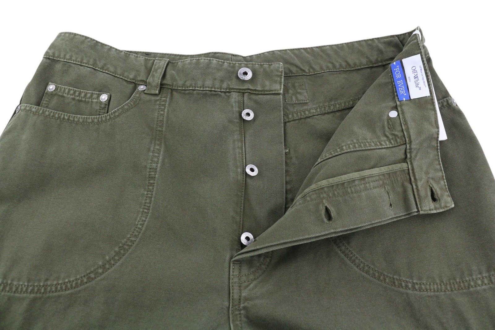 Off-White GARMDYED CANV RELAX W34 Green Button Fly Straight 84399 Size US 34 / EU 50 - 4 Thumbnail