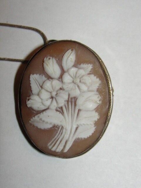 Handmade European Motif Cameo Pin Pendant & Sterling Snake Necklace Size ONE SIZE - 1 Thumbnail