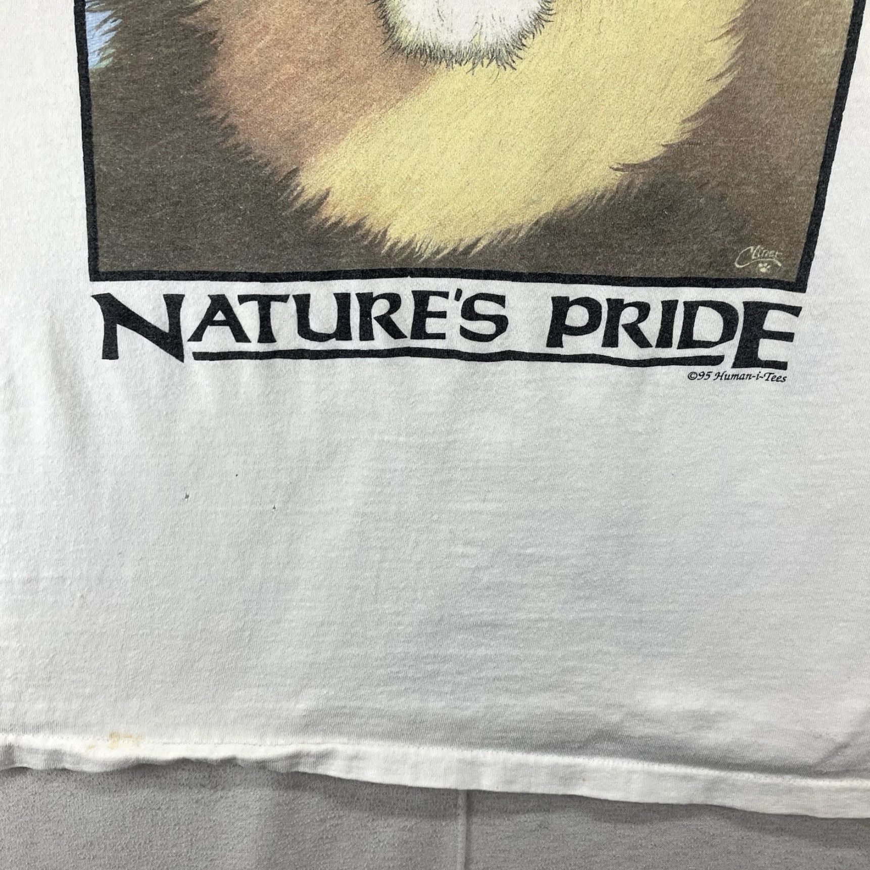 Anvil VINTAGE Lion Portrait Shirt Mens L White 90s Anvil HUMAN I TEE Single Stitch Crew Neck Short Sleeve Cotton Logo T-Shirt Size US L / EU 52-54 / 3 - 7 Thumbnail