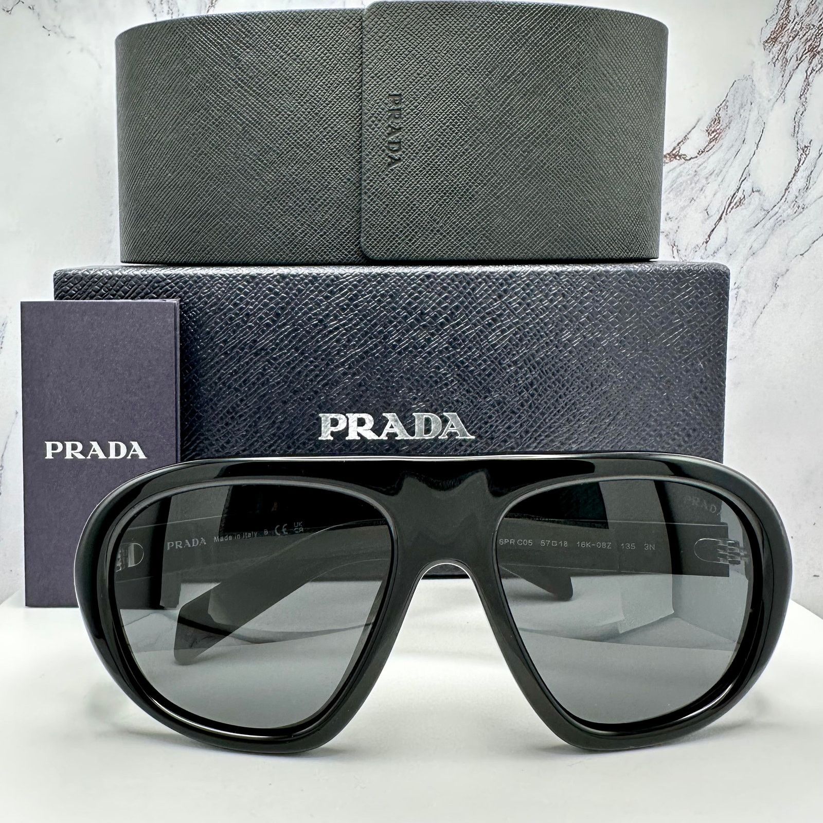New PRADA Sunglasses Black 2025 Collection Aviator Shield