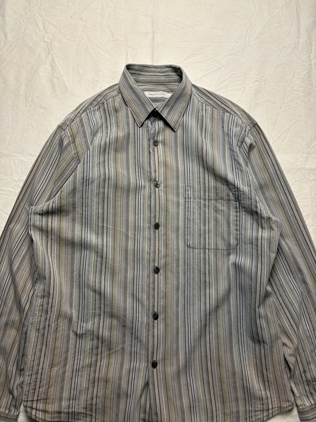 Designer × Japanese Brand Vintage Rocha John Rocha Striped Shirt Size US M / EU 48-50 / 2 - 2 Thumbnail