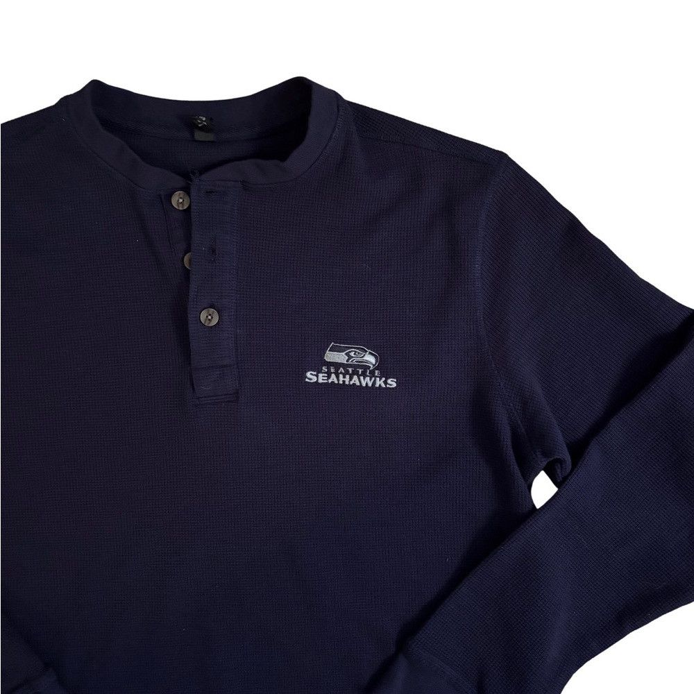 Other Dunbrooke Seattle Seahawks Navy Long Sleeve Waffle Henley S Size US M / EU 48-50 / 2 - 2 Thumbnail