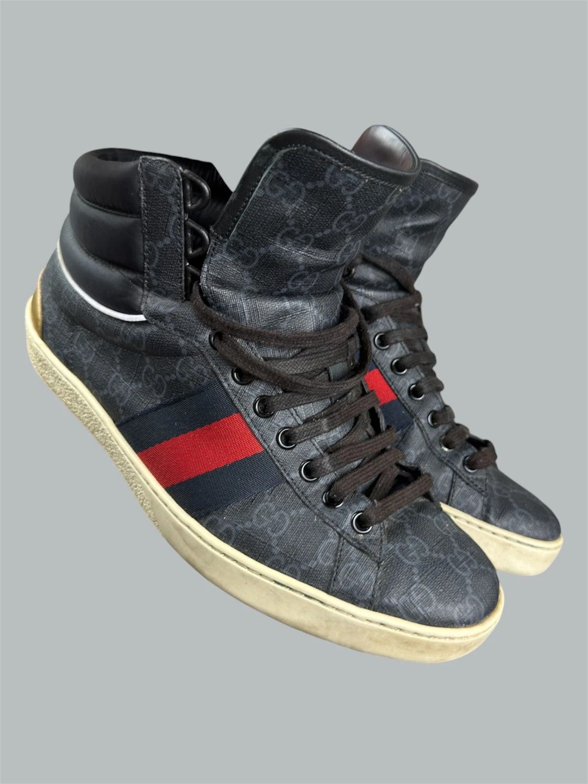 Gucci Gucci GG monogram supreme canvas high top trainers Size US 8 / EU 41 - 1 Thumbnail