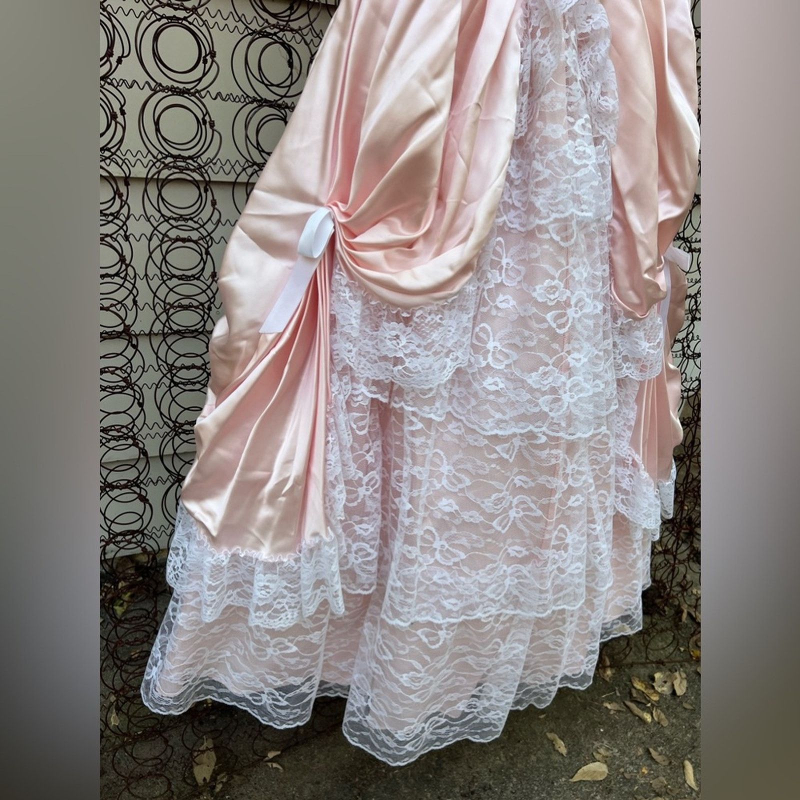 Vintage 80s ZumZum Peach Ruffle Lace Pickups Miss Bo Peep Gown 5/6 Size XS / US 0-2 / IT 36-38 - 3 Thumbnail