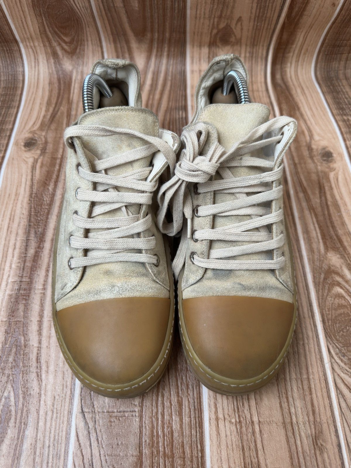 Rick Owens Rick Owens Beige Gum Sole Low Suede Ramones Size US 8.5 / EU 41-42 - 1 Thumbnail