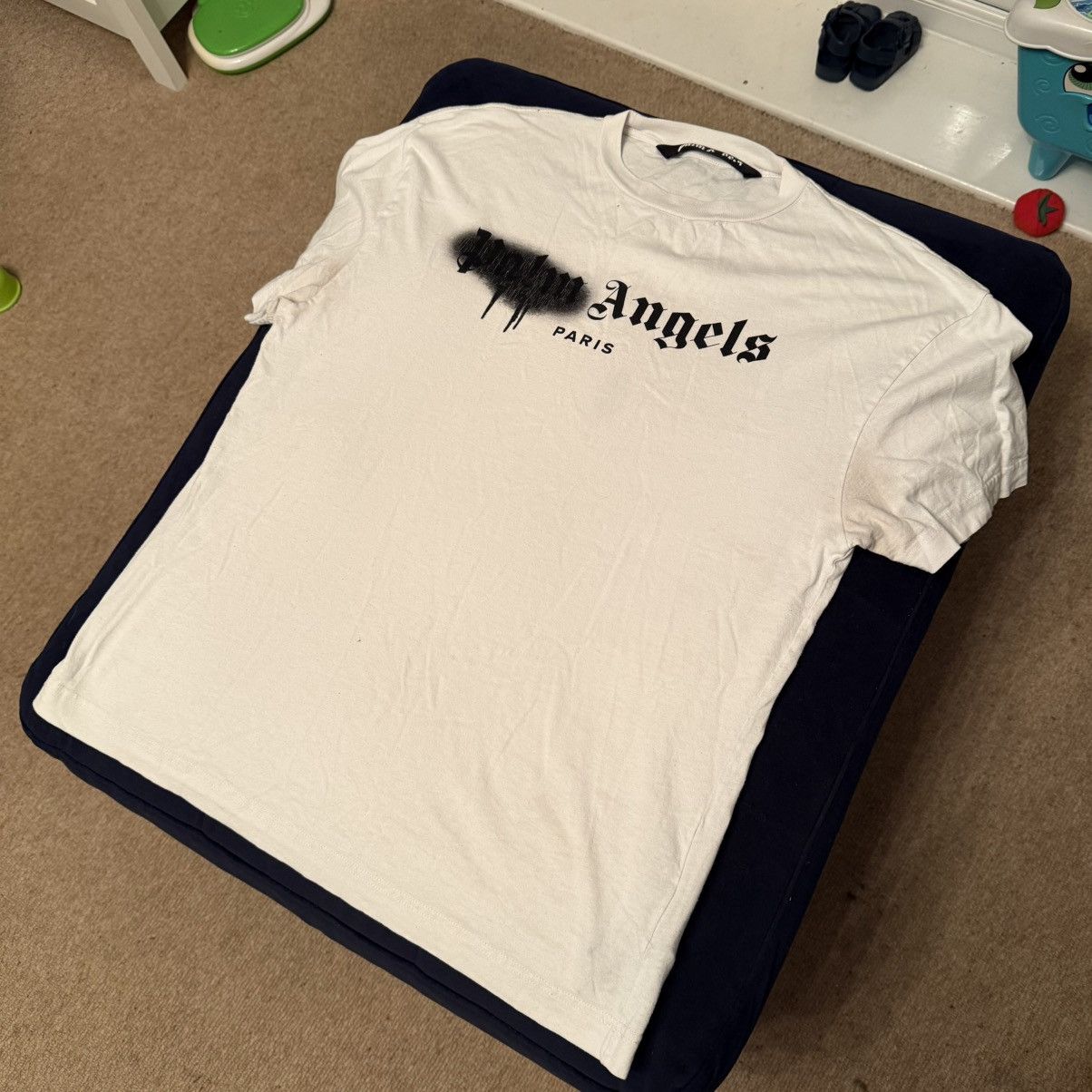 Palm Angels White Palm Angels Paris Sprayed Logo T Shirt Size US L / EU 52-54 / 3 - 2 Thumbnail